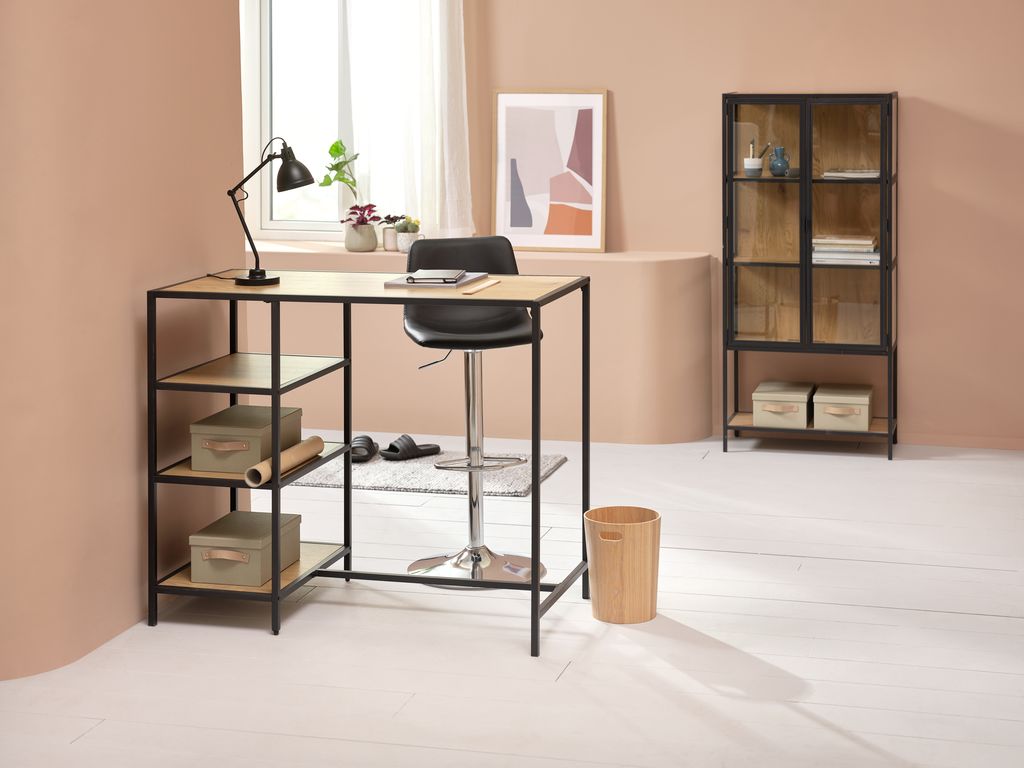 Bar stool BROAGER black faux leather/chrome