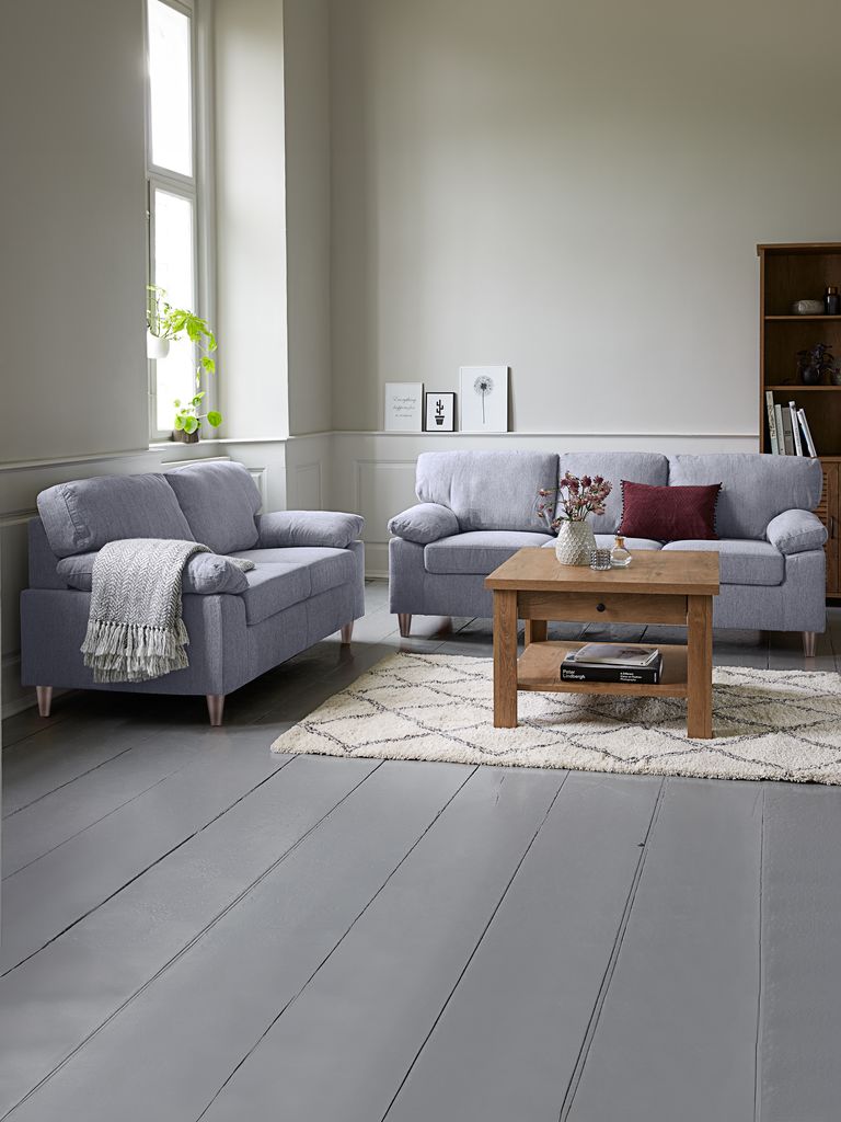Sofa set GEDVED 2 pieces light grey fabric