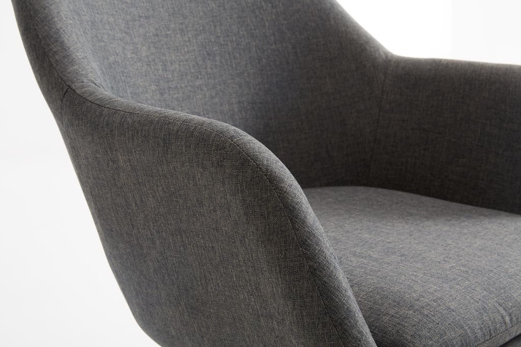 Armchair UDSBJERG grey fabric/oak