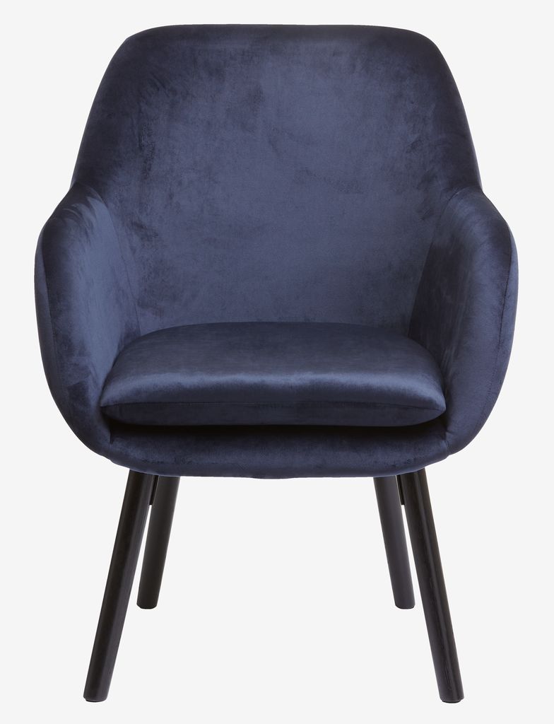 Armchair UDSBJERG blue velvet/black