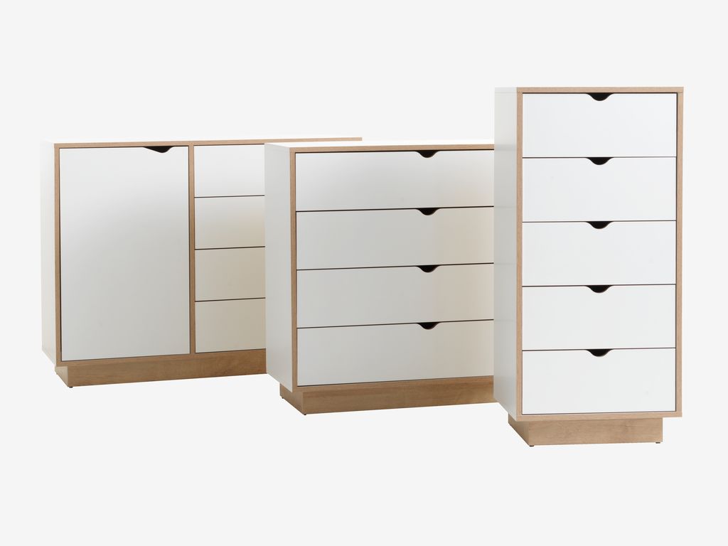 5 drawer chest MAMMEN slim white/oak