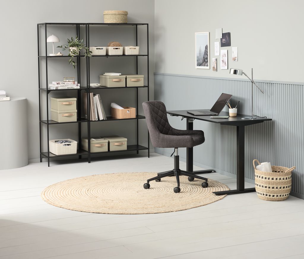 Desk chair PEBRINGE dark grey fabric/black