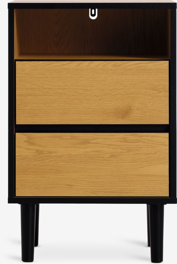 Bedside table ODENSE 2 drawers oak colour/black