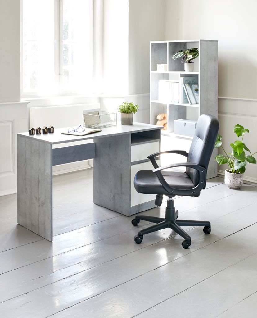 Desk BILLUND 54x120 concrete/white