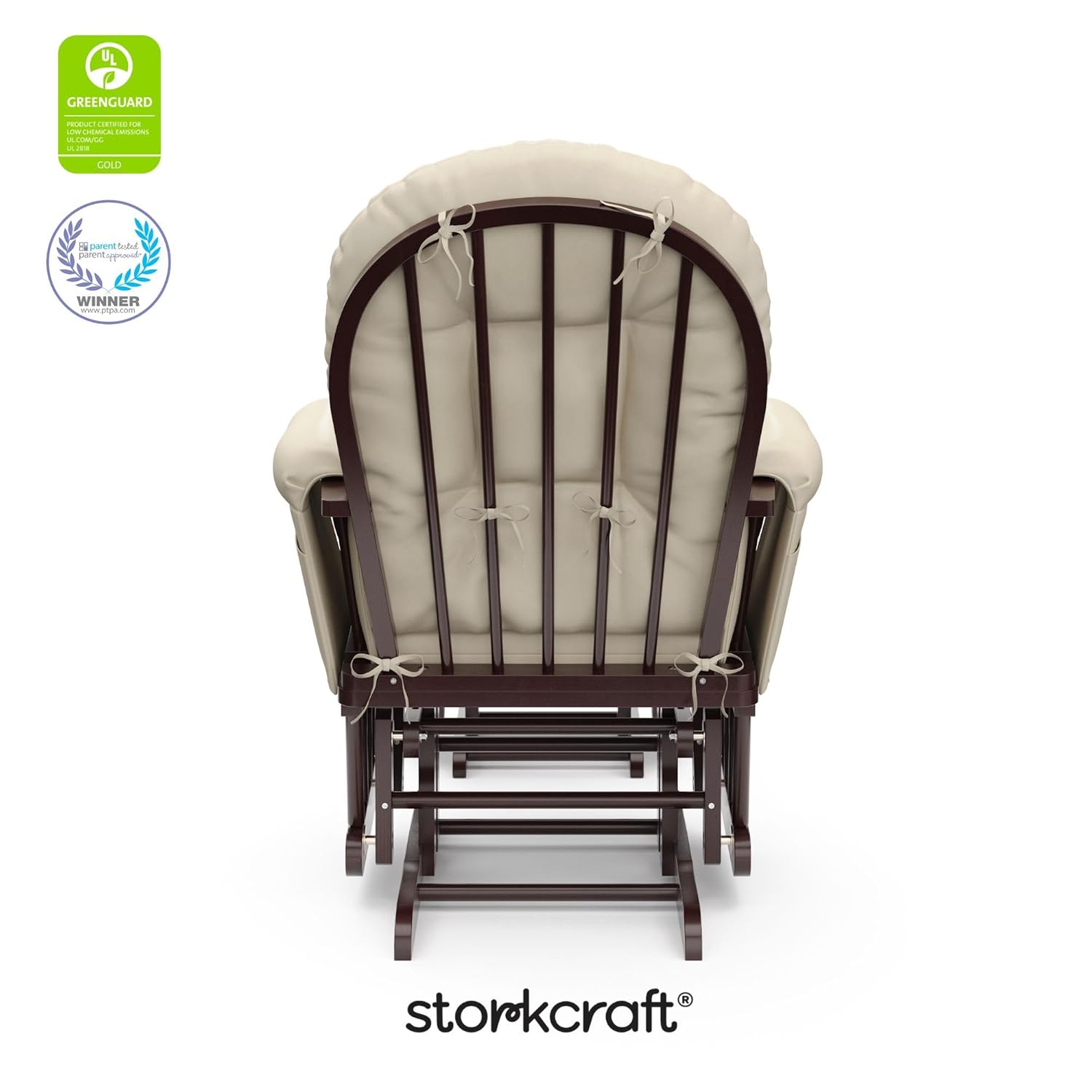 Advanced circular glider and the GREENGUARD Gold Certified baby glider. Made of solid wood, with smooth sliding baby seat and footrest. Award-winning