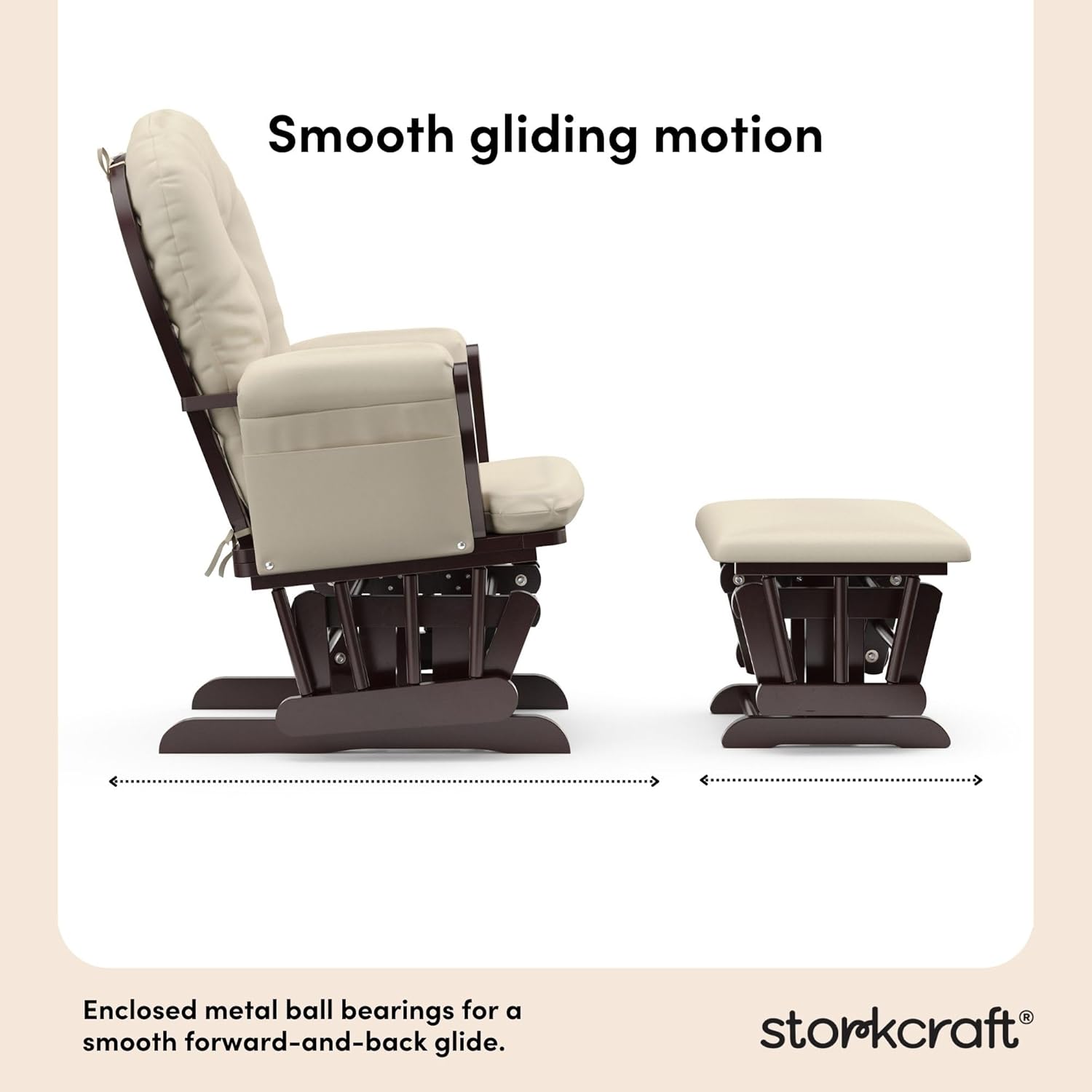Advanced circular glider and the GREENGUARD Gold Certified baby glider. Made of solid wood, with smooth sliding baby seat and footrest. Award-winning