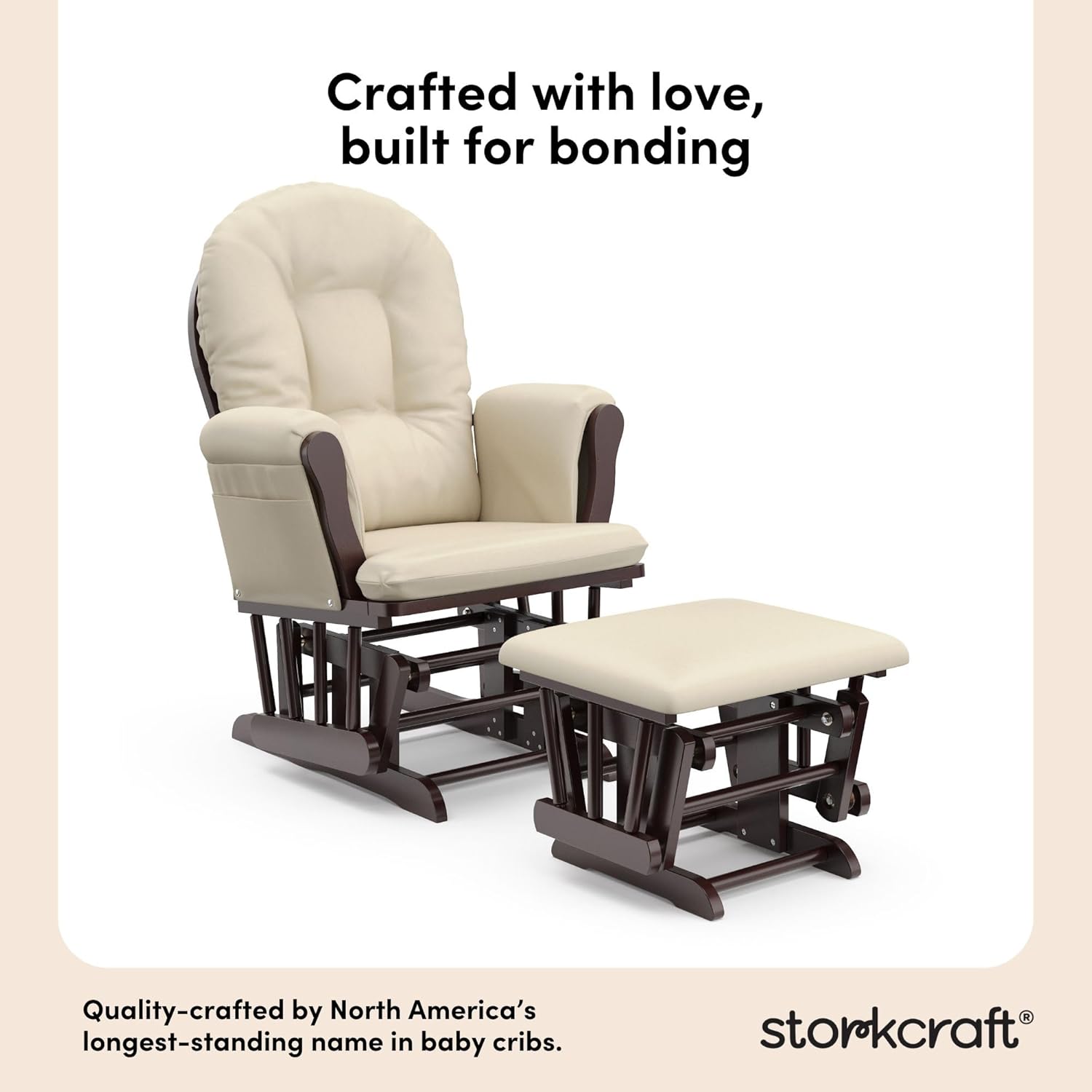Advanced circular glider and the GREENGUARD Gold Certified baby glider. Made of solid wood, with smooth sliding baby seat and footrest. Award-winning