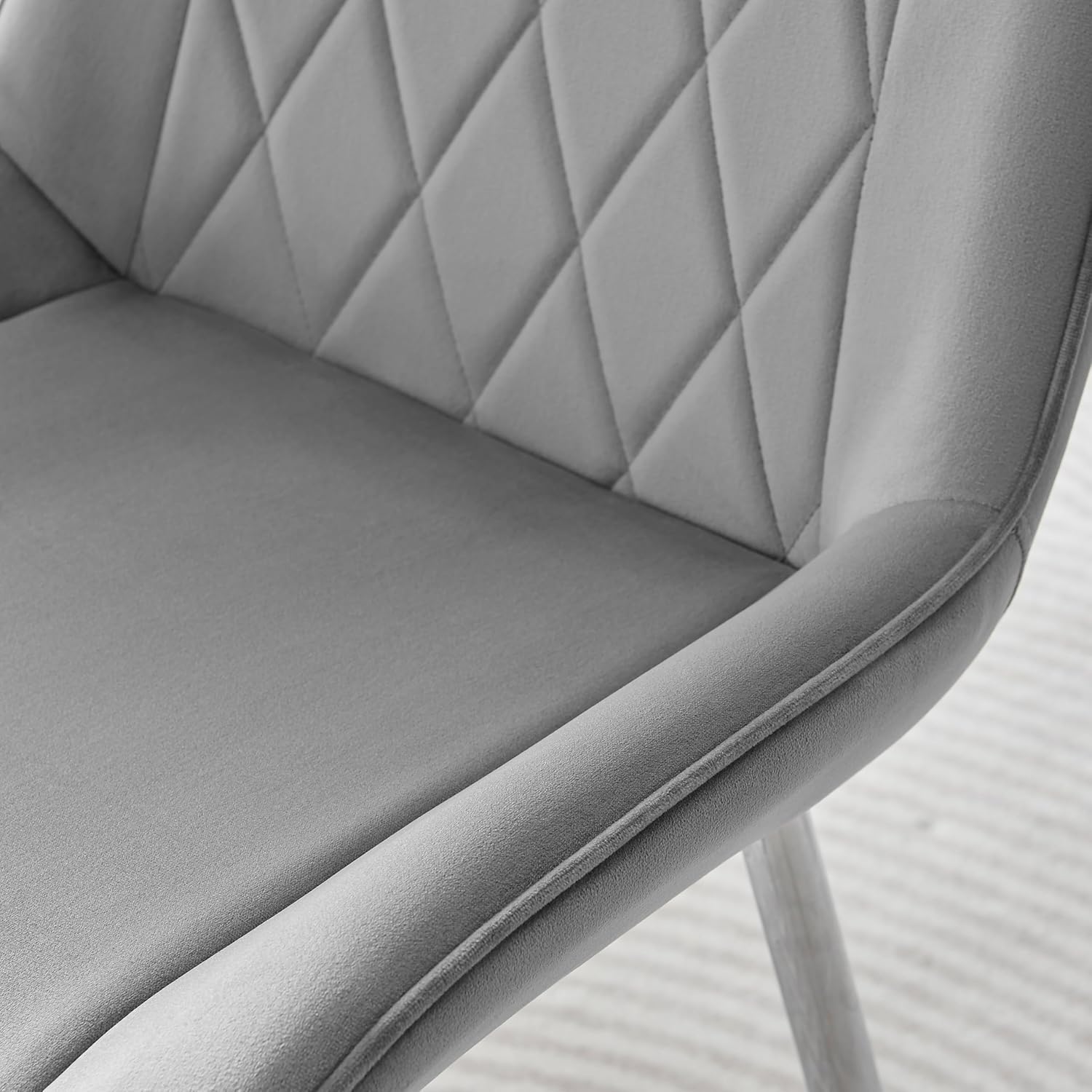 Furniturebox Dining Chair Set - 2 Pieces - Pesaro Black Velvet Silver Chrome Metal Legs Modern Luxury Restaurant Kitchen Chair