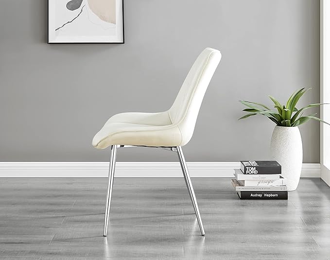 Furniturebox Dining Chair Set - 2 Pieces - Pesaro Black Velvet Silver Chrome Metal Legs Modern Luxury Restaurant Kitchen Chair