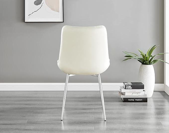 Furniturebox Dining Chair Set - 2 Pieces - Pesaro Black Velvet Silver Chrome Metal Legs Modern Luxury Restaurant Kitchen Chair