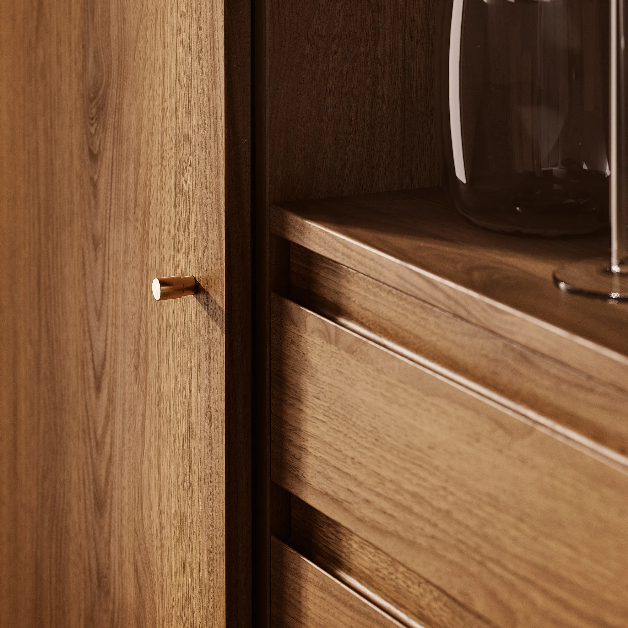 Storage cabinet, brown walnut wood grain, 118x49x103 cm