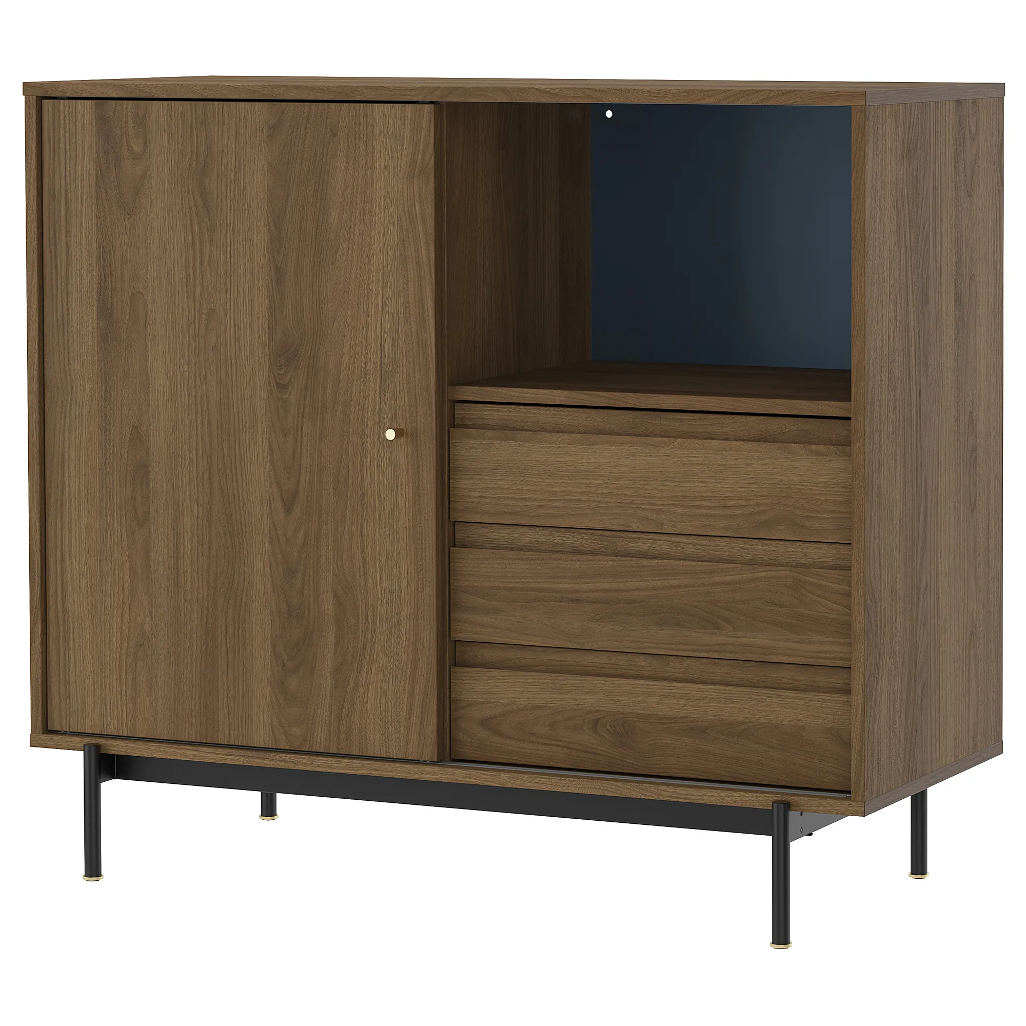 Storage cabinet, brown walnut wood grain, 118x49x103 cm