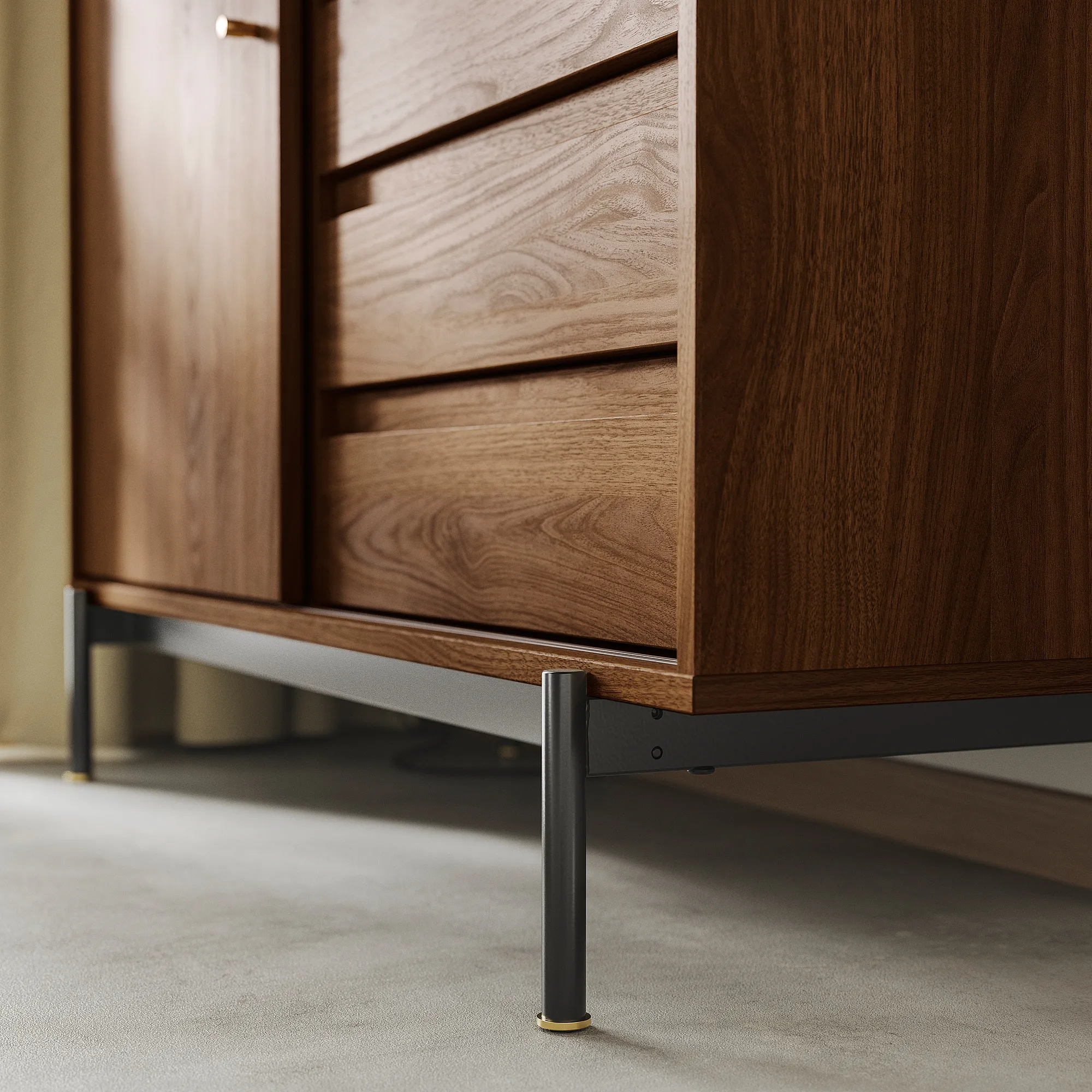 Storage cabinet, brown walnut wood grain, 118x49x103 cm