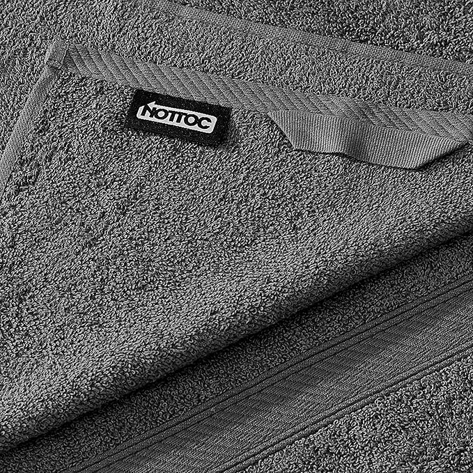 nottoc Handtücher Set Grau 8-TLG / 2 Badetücher 70x140 + 4 Handtücher 50x90 + 2 Gästehandtücher 30x50 - Handtuch mit Aufhänger Baumwolle Saugfähige Weiche Luxus Duschhandtücher - Anthrazit
