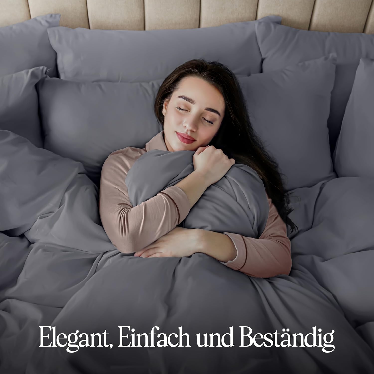 Bettwäsche 140x200 Set - Mikrofaser Bettbezug 140x200 cm + 1 Kissenbezug 65x65 cm - Grau