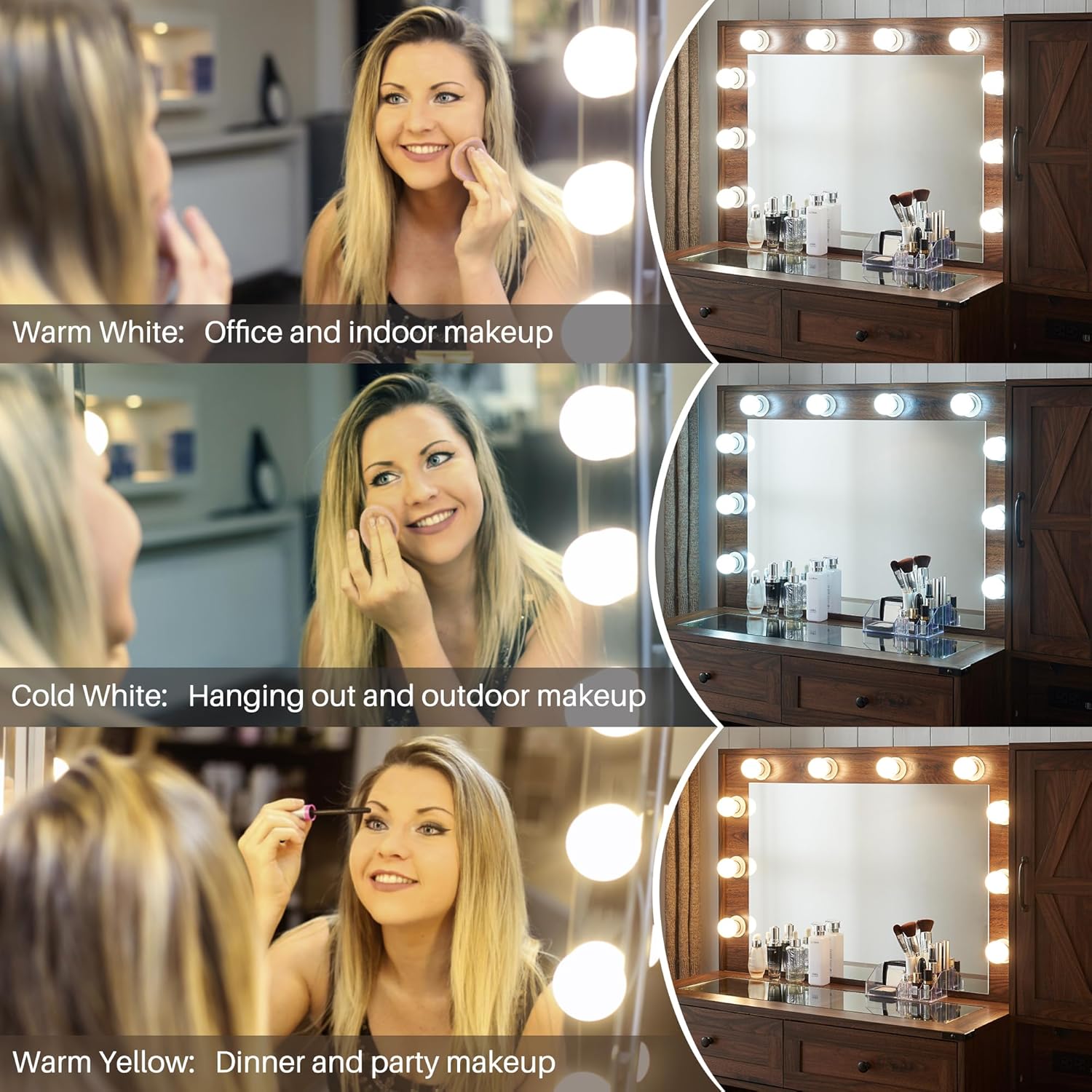 JXQTLINGMU Farmhouse Vanity Makeup Desk with Charging Station, 43