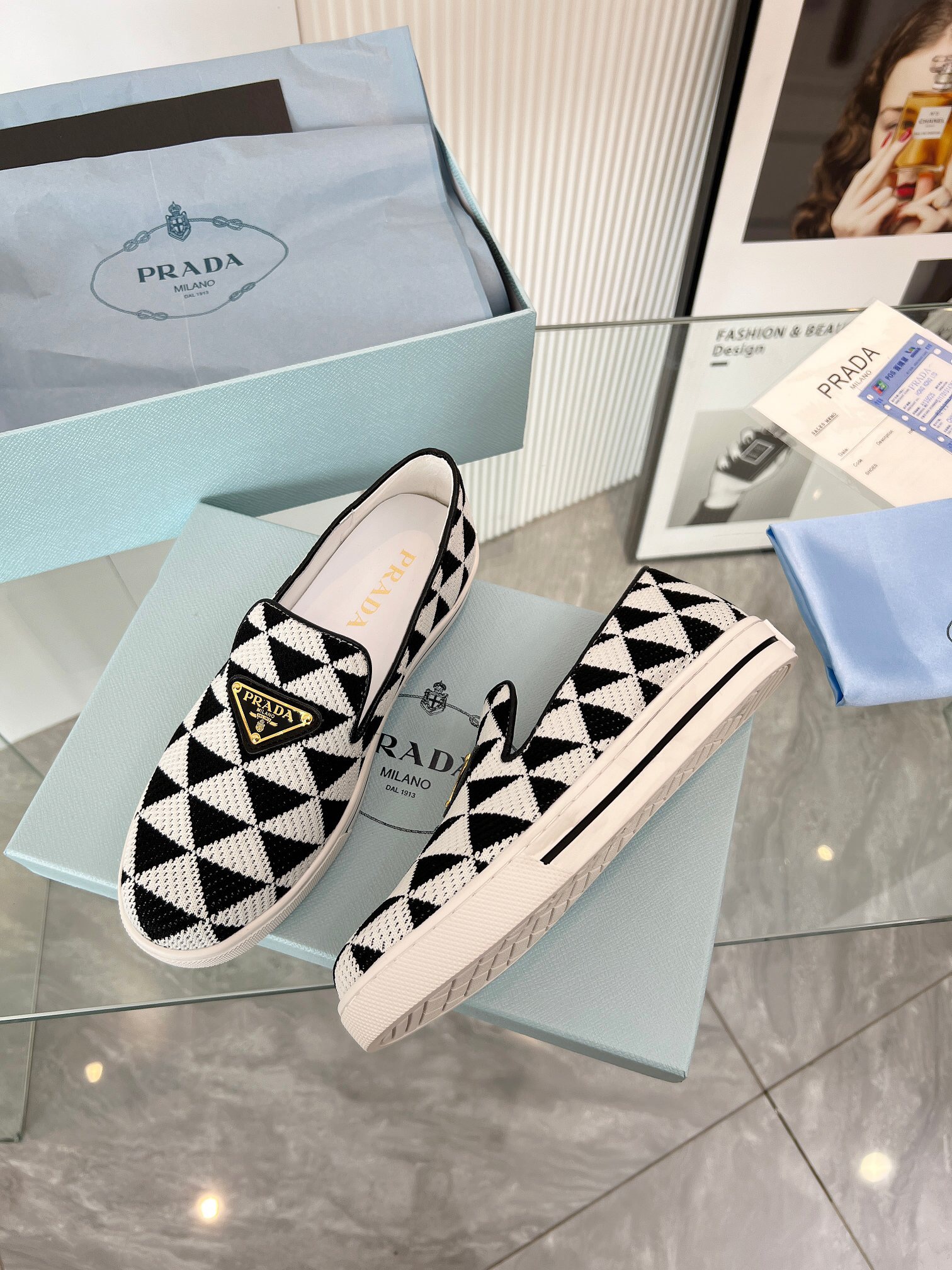 Prada 2024 Women Embroidered fabric slip-on Shoes Loafers Size 36-41