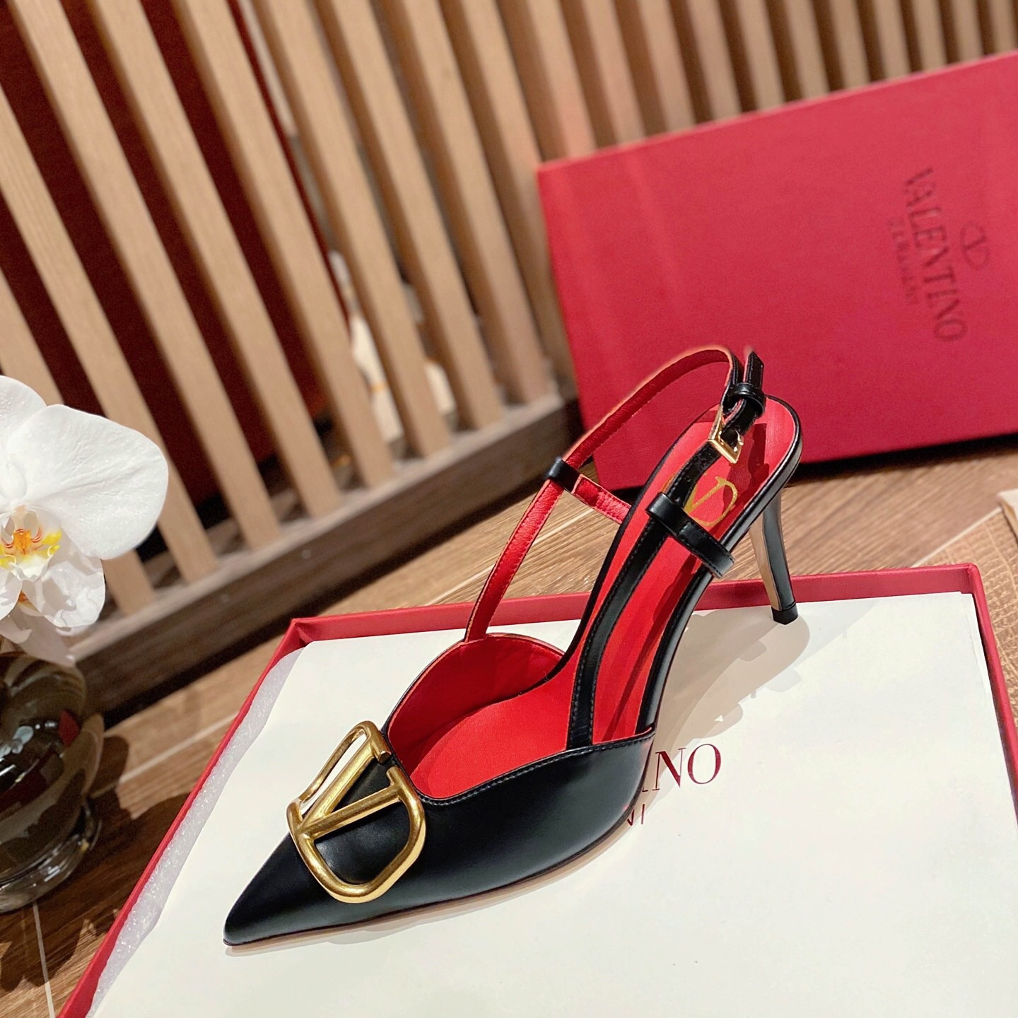 Valentino Vlogo Signature Calfskin Slingback Pumps Size 35-41 4-Color