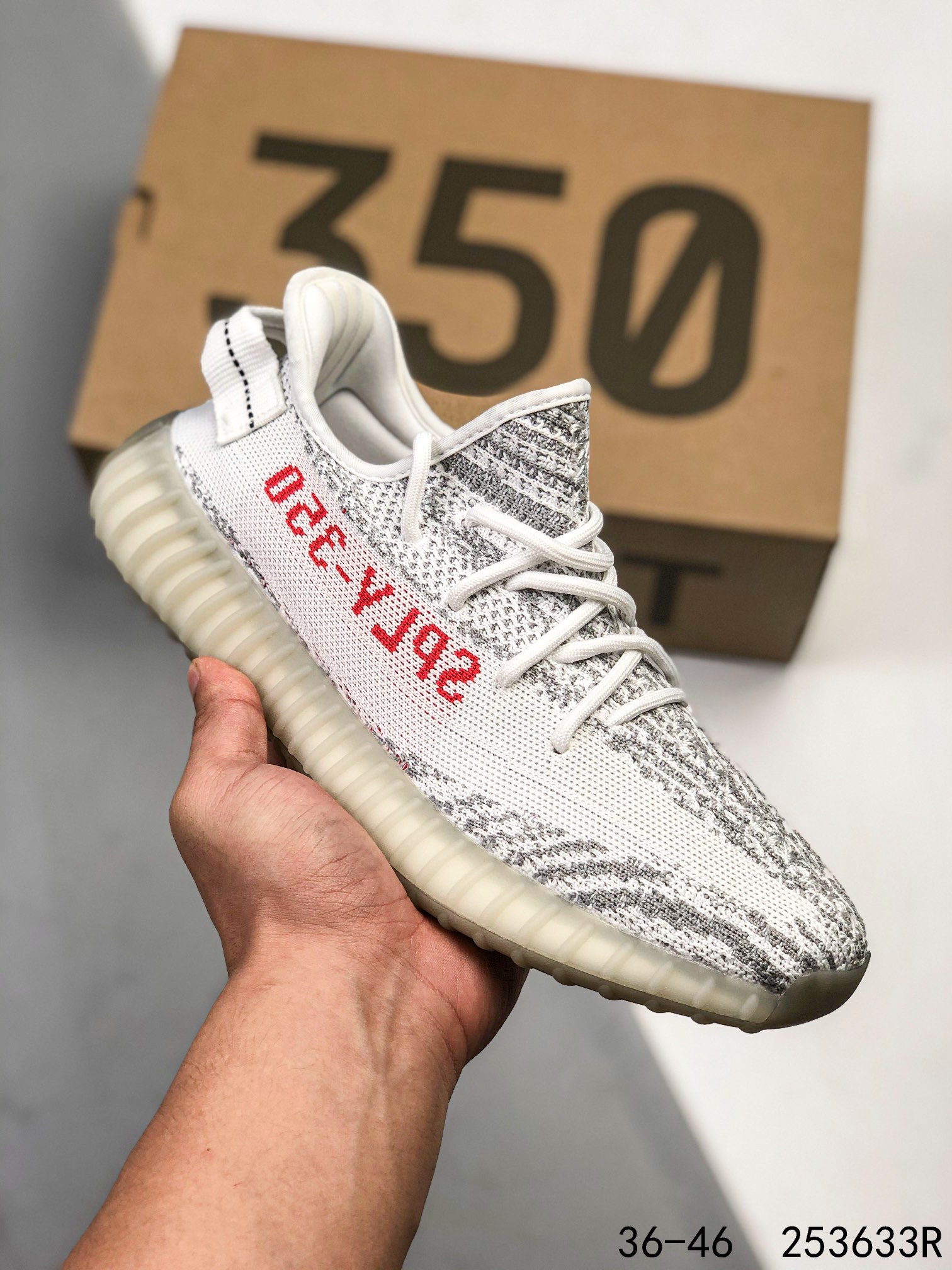 Yeezy 350 Boost 350 V2 Mens/Women Sneakers Shoes White Gray 36 - 46