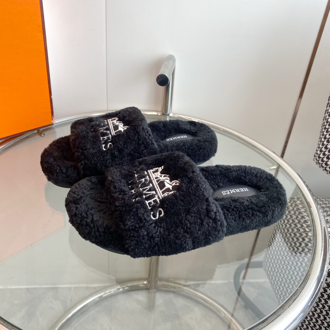 Hermes 23fw Women Winter Slippers Size 36-40