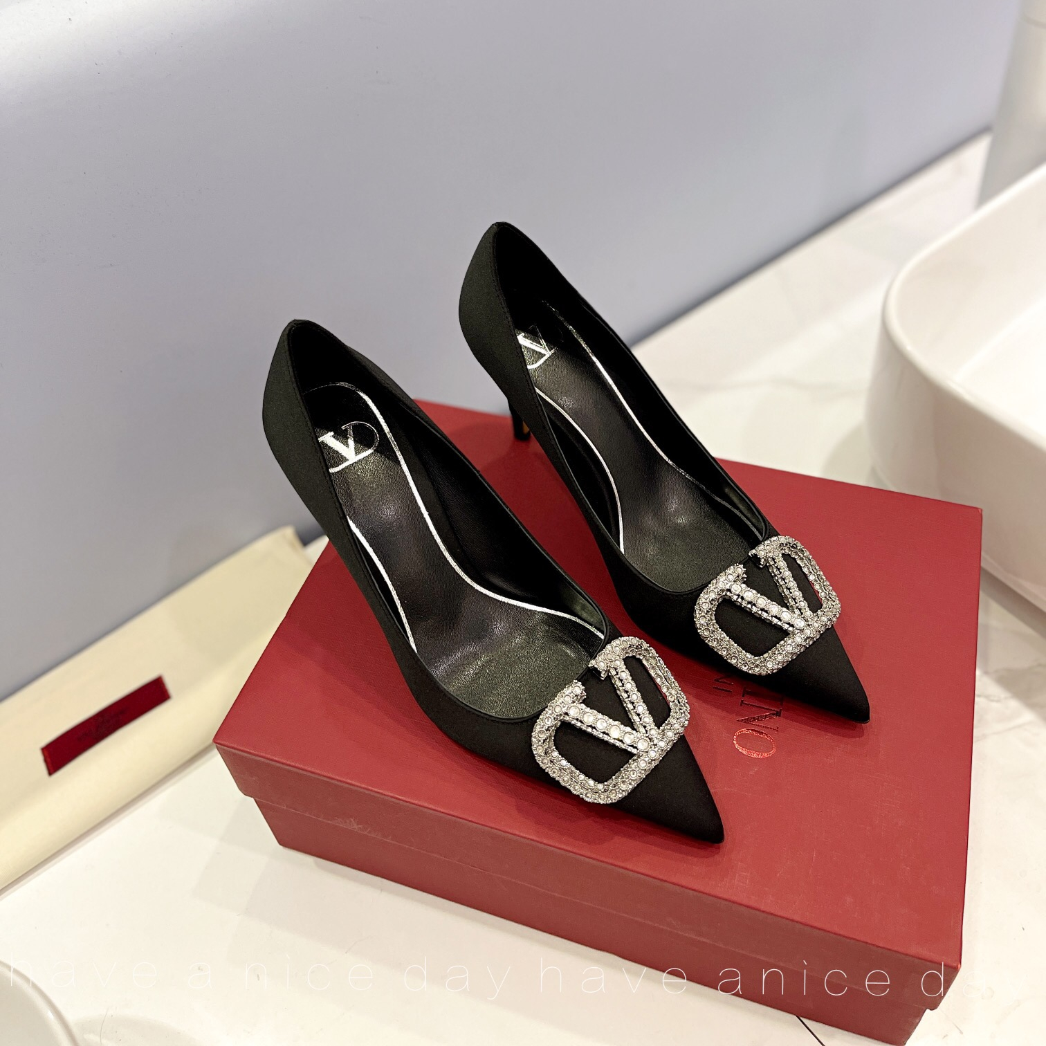 Valentino Vlogo Signature Satin Slingback Pumps Size 35-41 5-Color