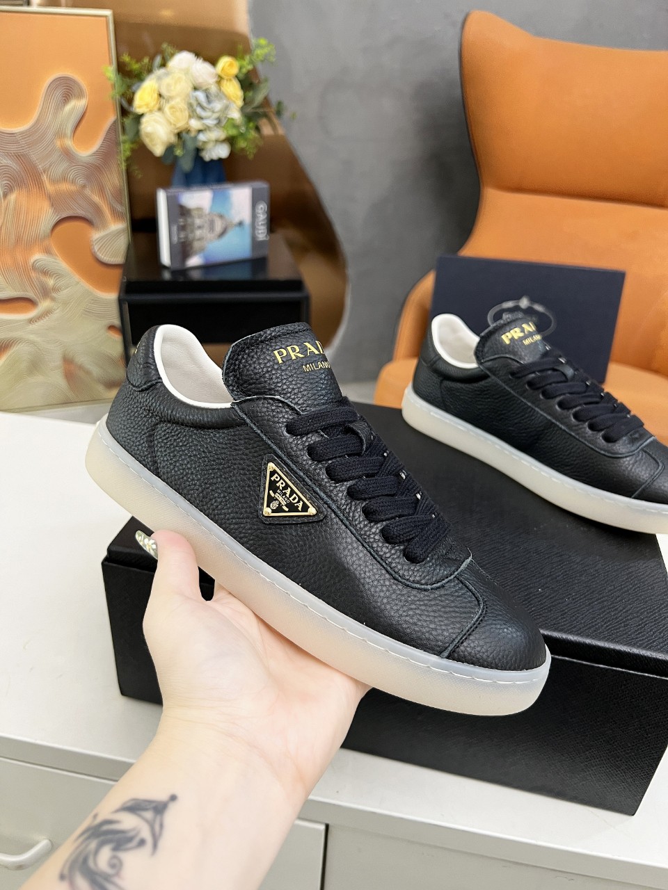 Prada Lane Deer Leather Sneakers Size 36-45