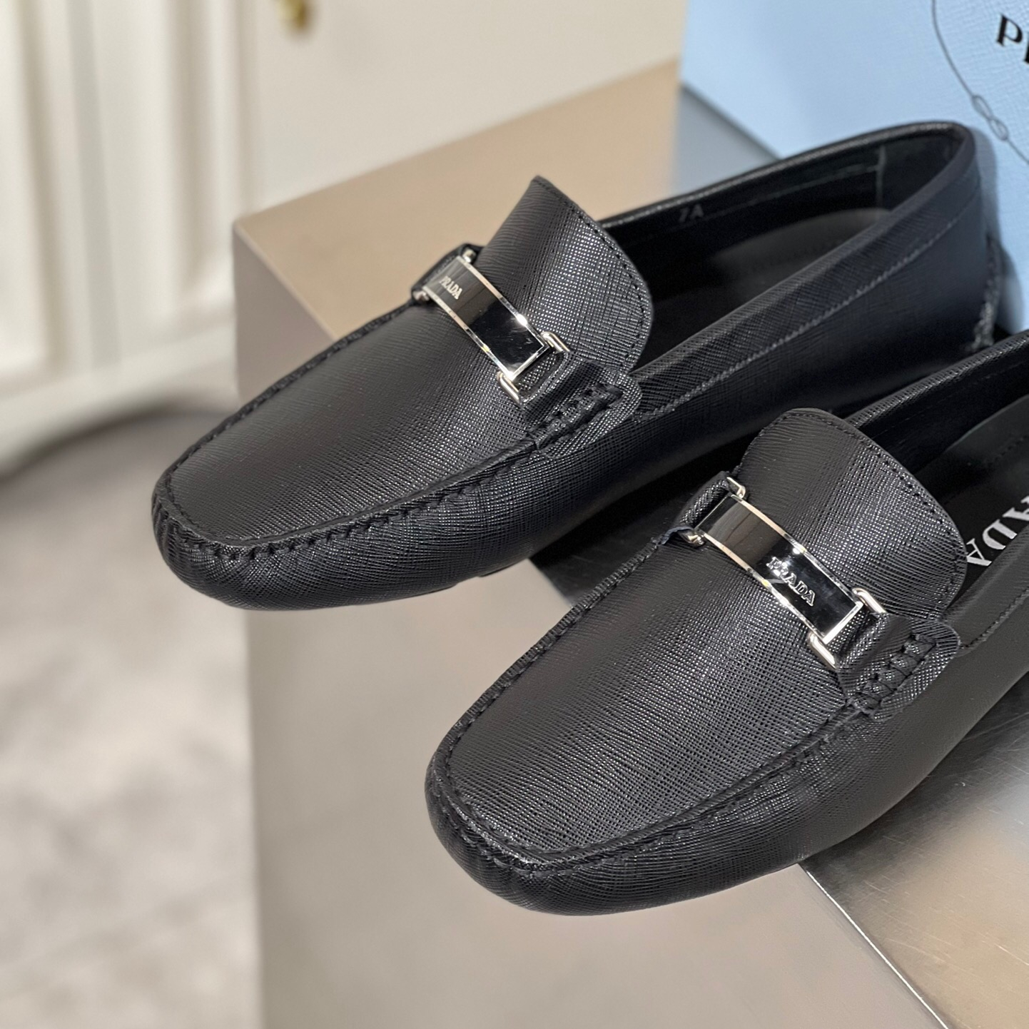 Prada Saffiano Leather Driver Loafers Size 39-45   5-Style