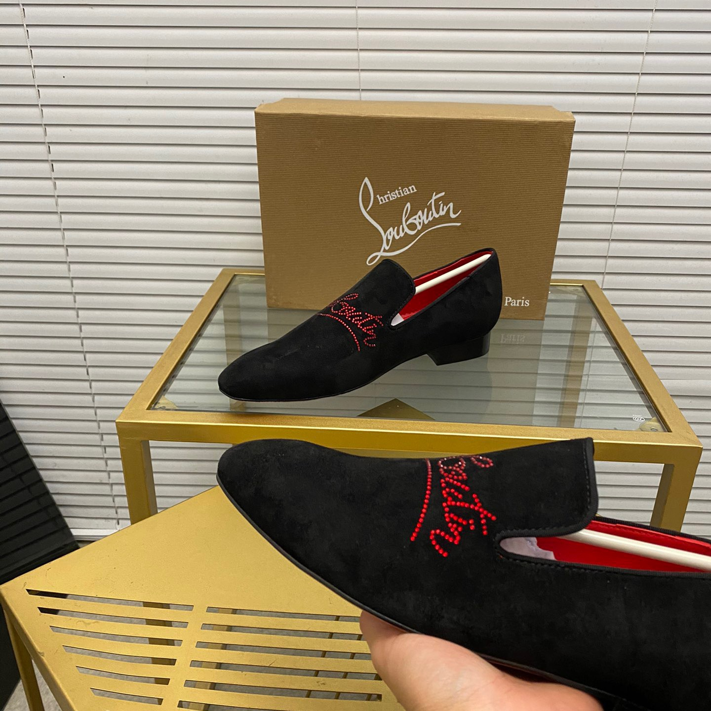 Christian Louboutin Navy Dandelion Strass Loafers Size 39-45