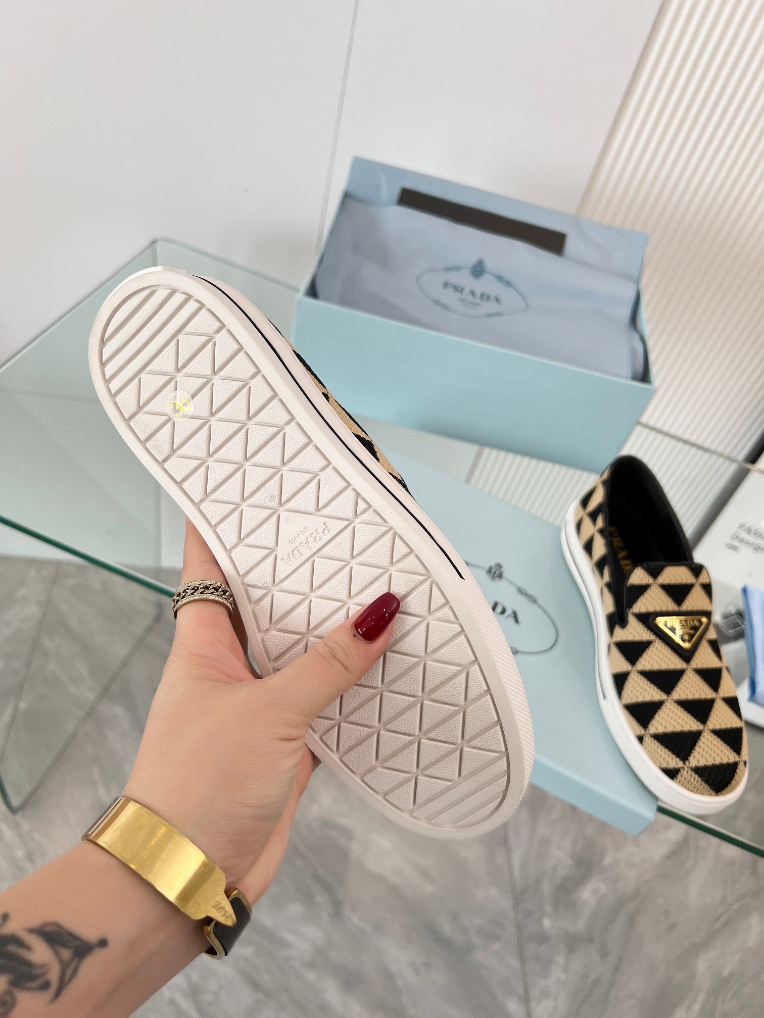 Prada 2024 Women Embroidered fabric slip-on Shoes Loafers Size 36-41