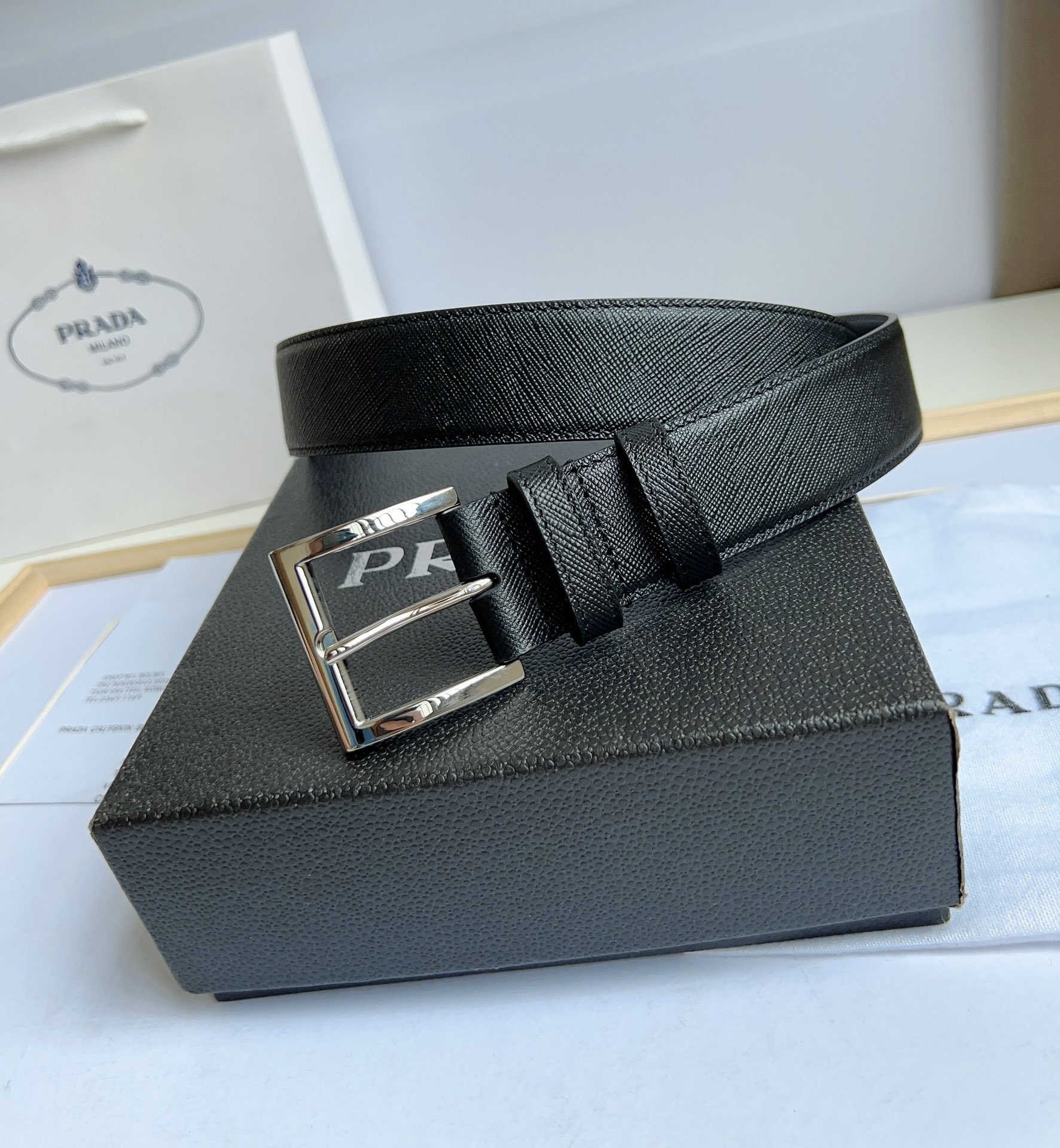 Prada Men/Women Belt Width 3.5cm