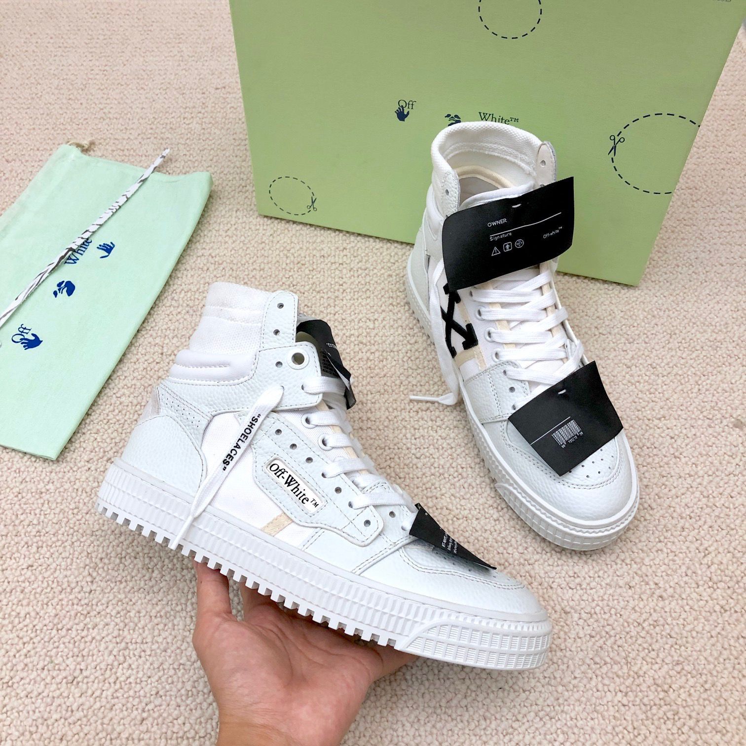 OFF White 2025ss Office Calf Leather Sneaker Size 36-45