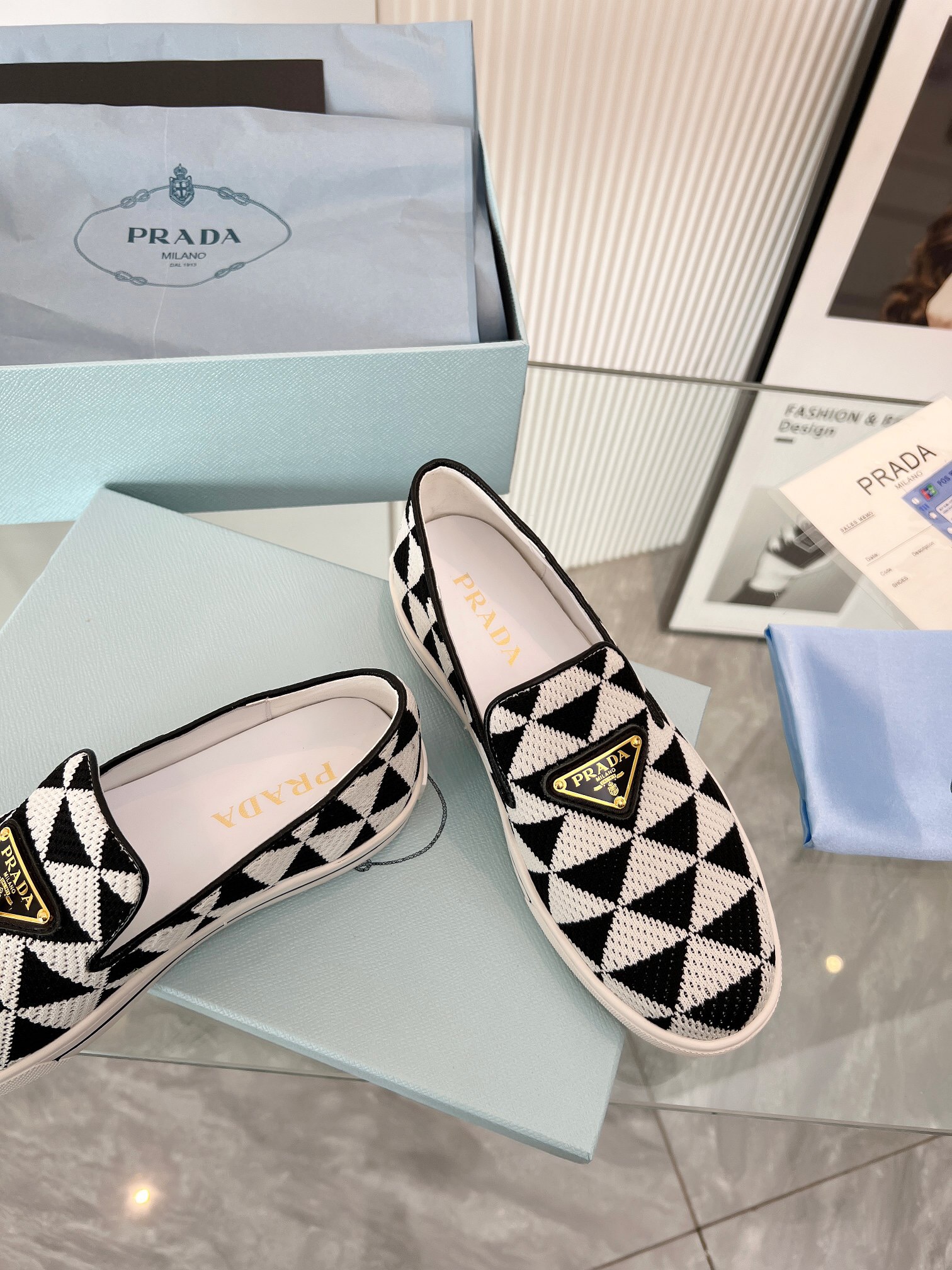 Prada 2024 Women Embroidered fabric slip-on Shoes Loafers Size 36-41