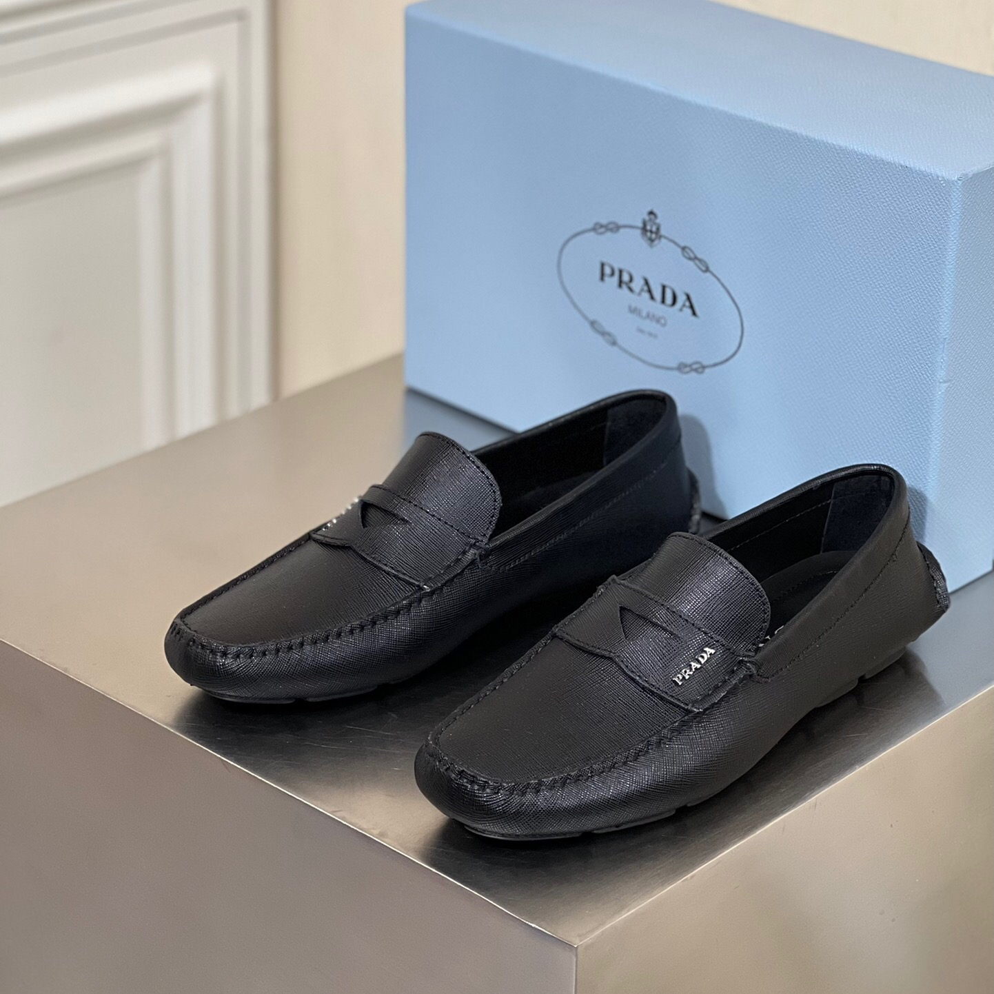 Prada Saffiano Leather Driver Loafers Size 39-45   5-Style