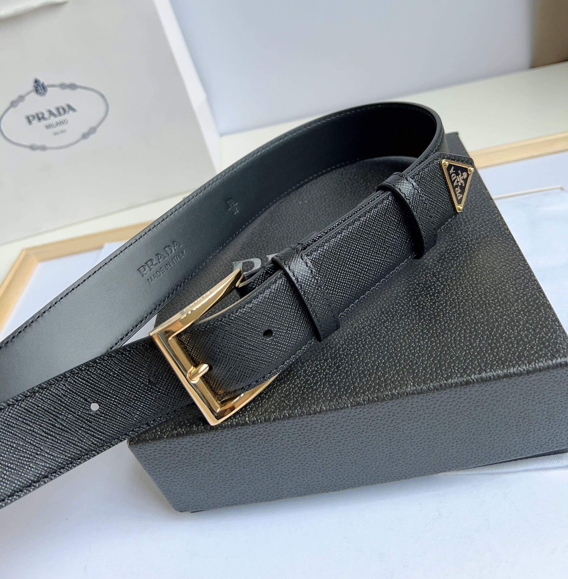Prada Men/Women Belt Width 3.5cm