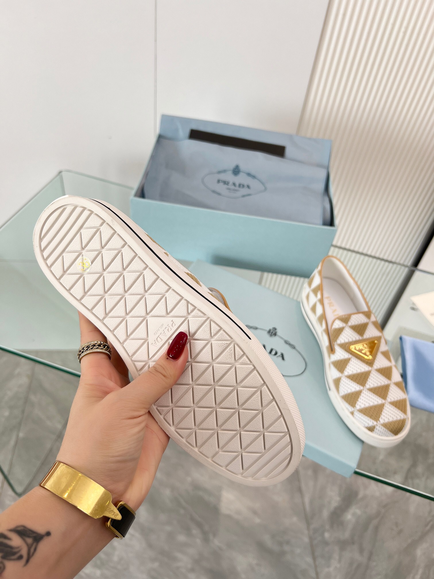 Prada 2024 Women Embroidered fabric slip-on Shoes Loafers Size 36-41