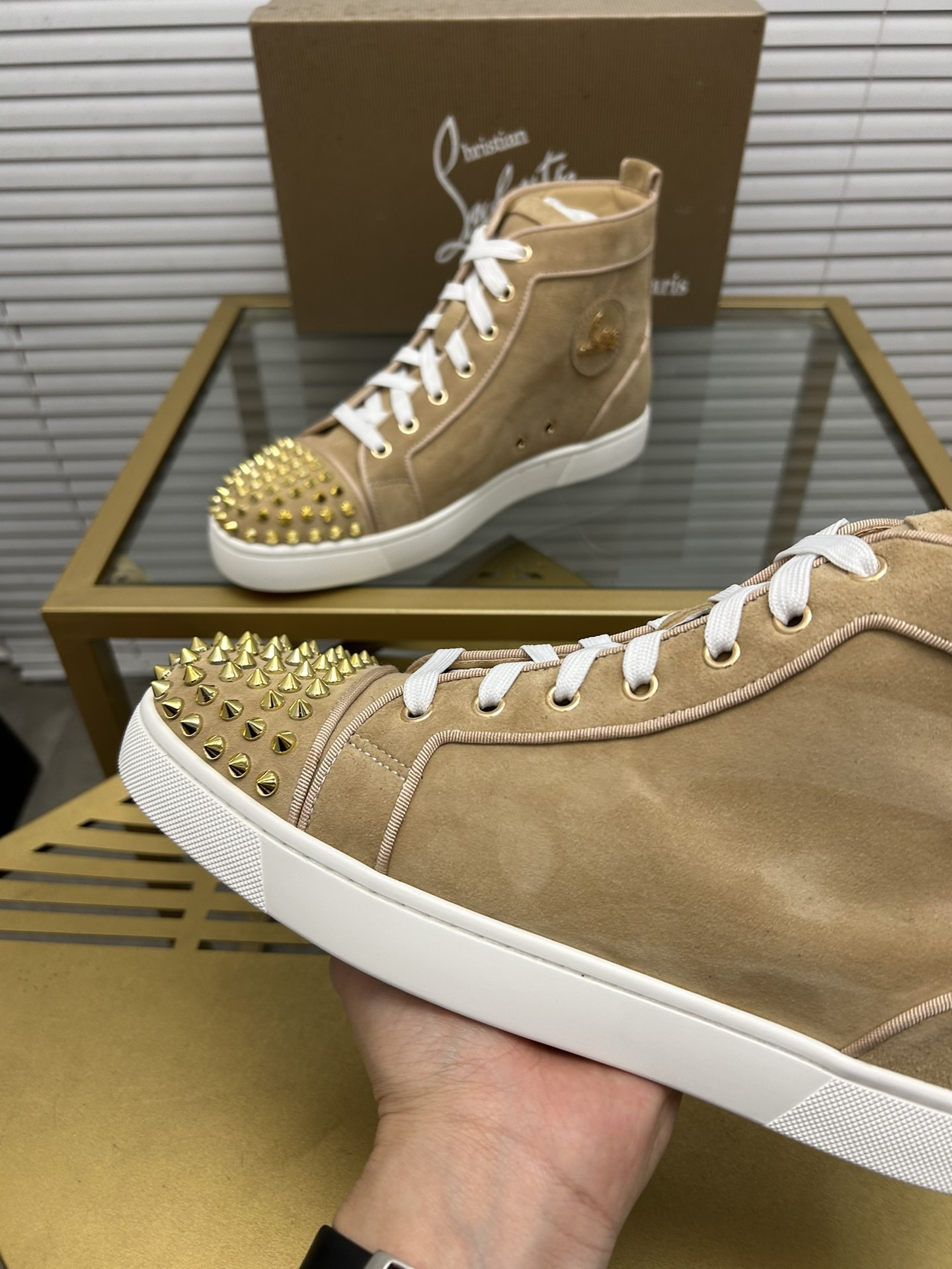 Christian Louboutin Lou Spikes High-Top Sneaker Size 36-46