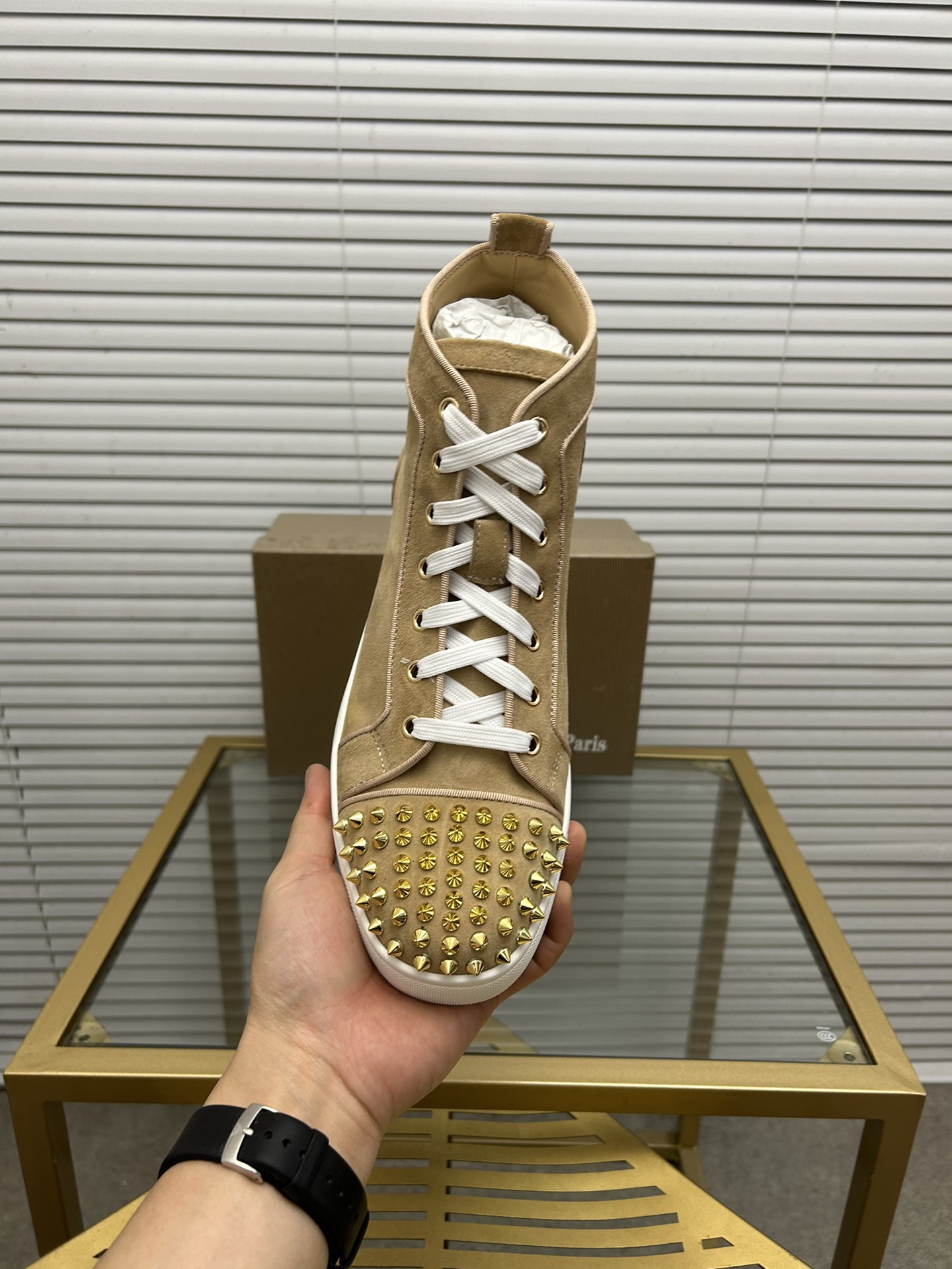 Christian Louboutin Lou Spikes High-Top Sneaker Size 36-46