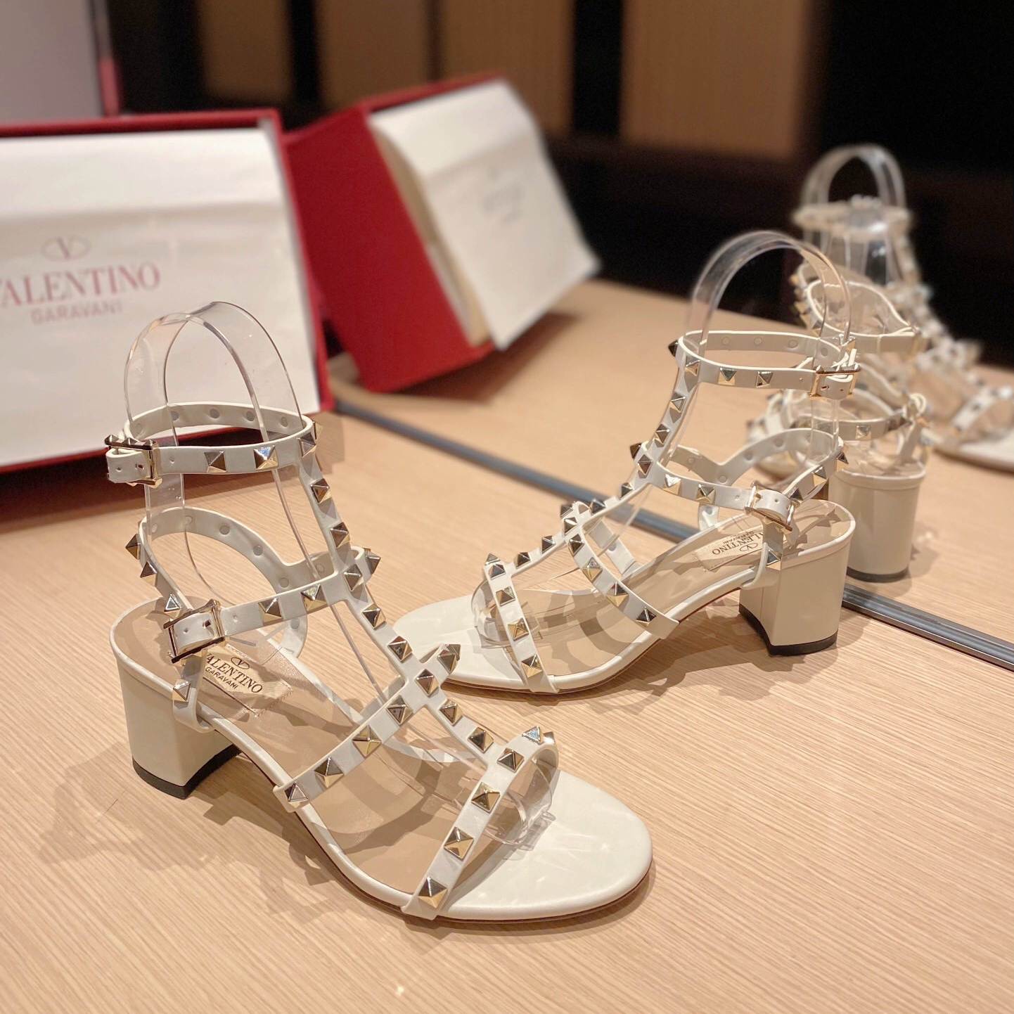 Valentino Rockstud Calfskin Ankle Strap Pumps Size 35-41 6-Color