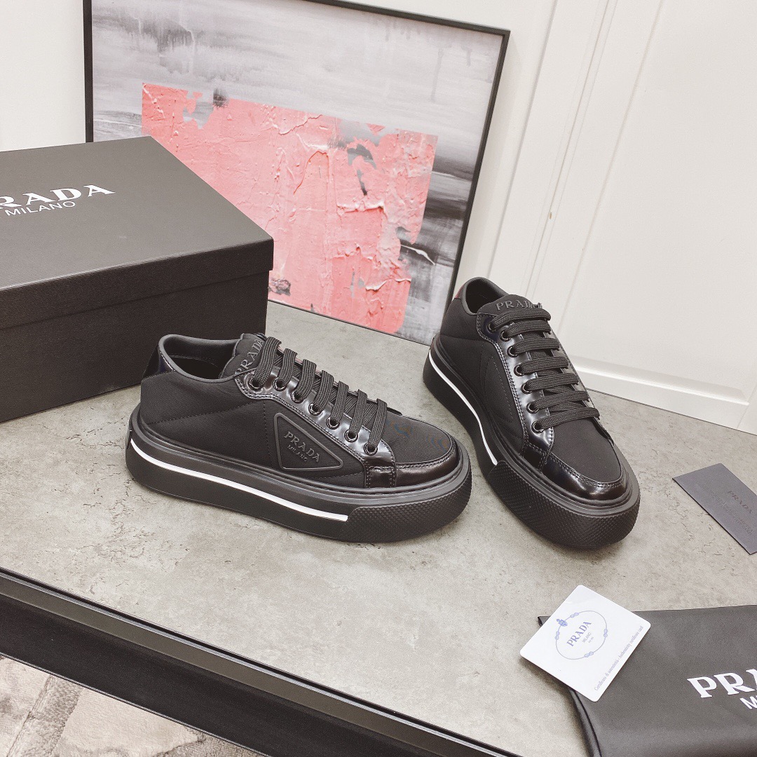Prada Macro Re-Nylon and Leather Sneaker Size 35-40   2-Color