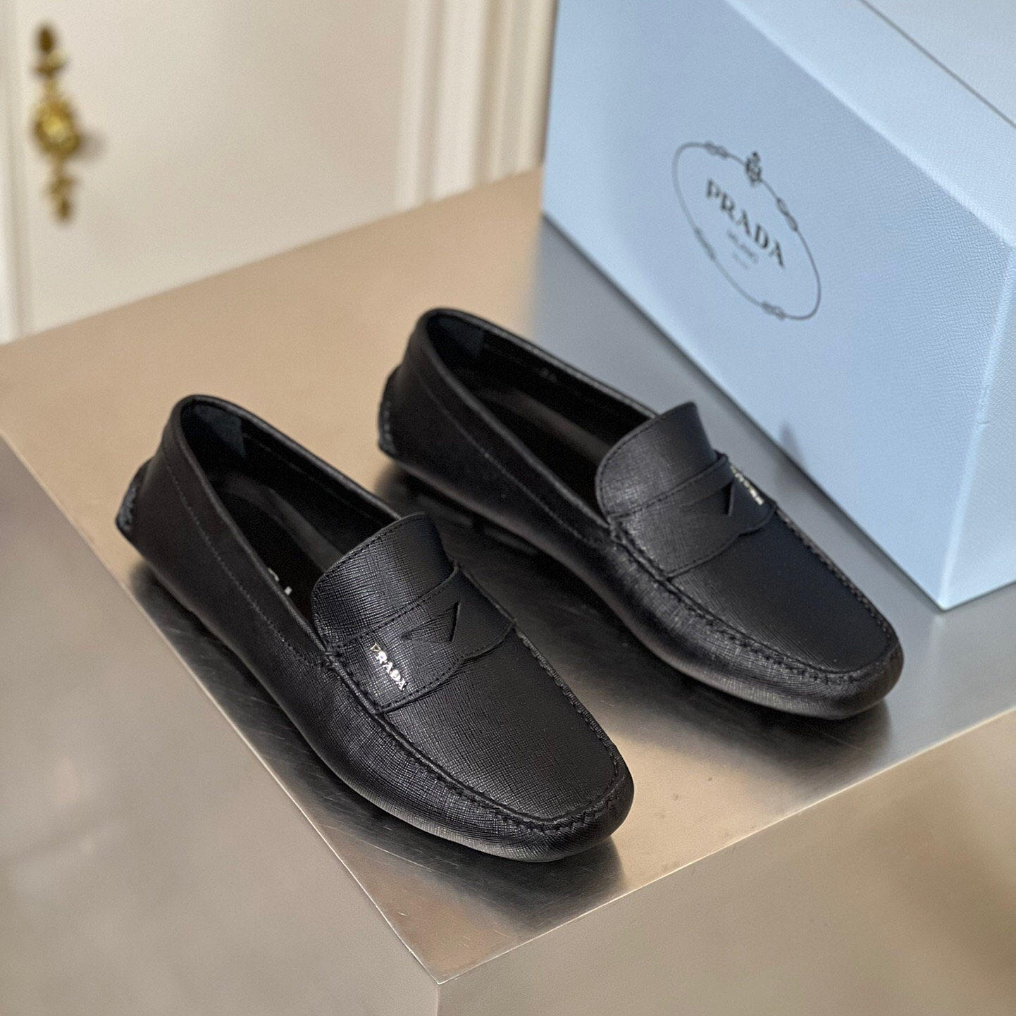 Prada Saffiano Leather Driver Loafers Size 39-45   5-Style