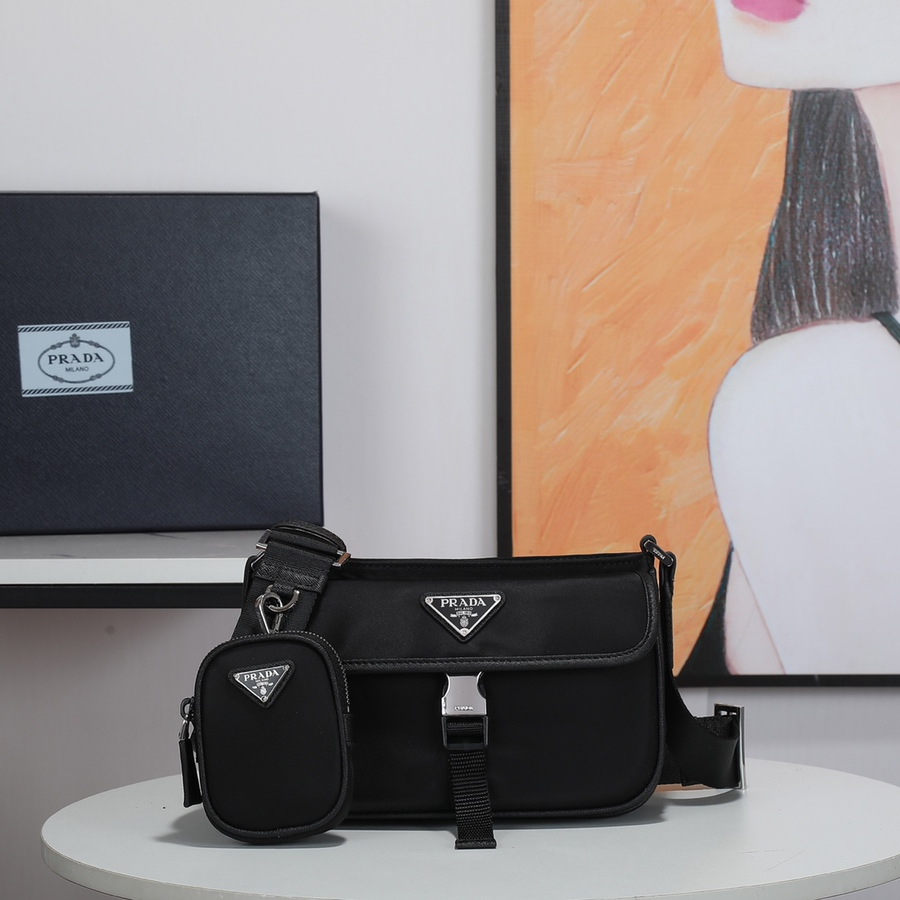 Prada 2VH133 Re-Nylon and Saffiano Leather Shoulder Bags Size 22*16*5cm