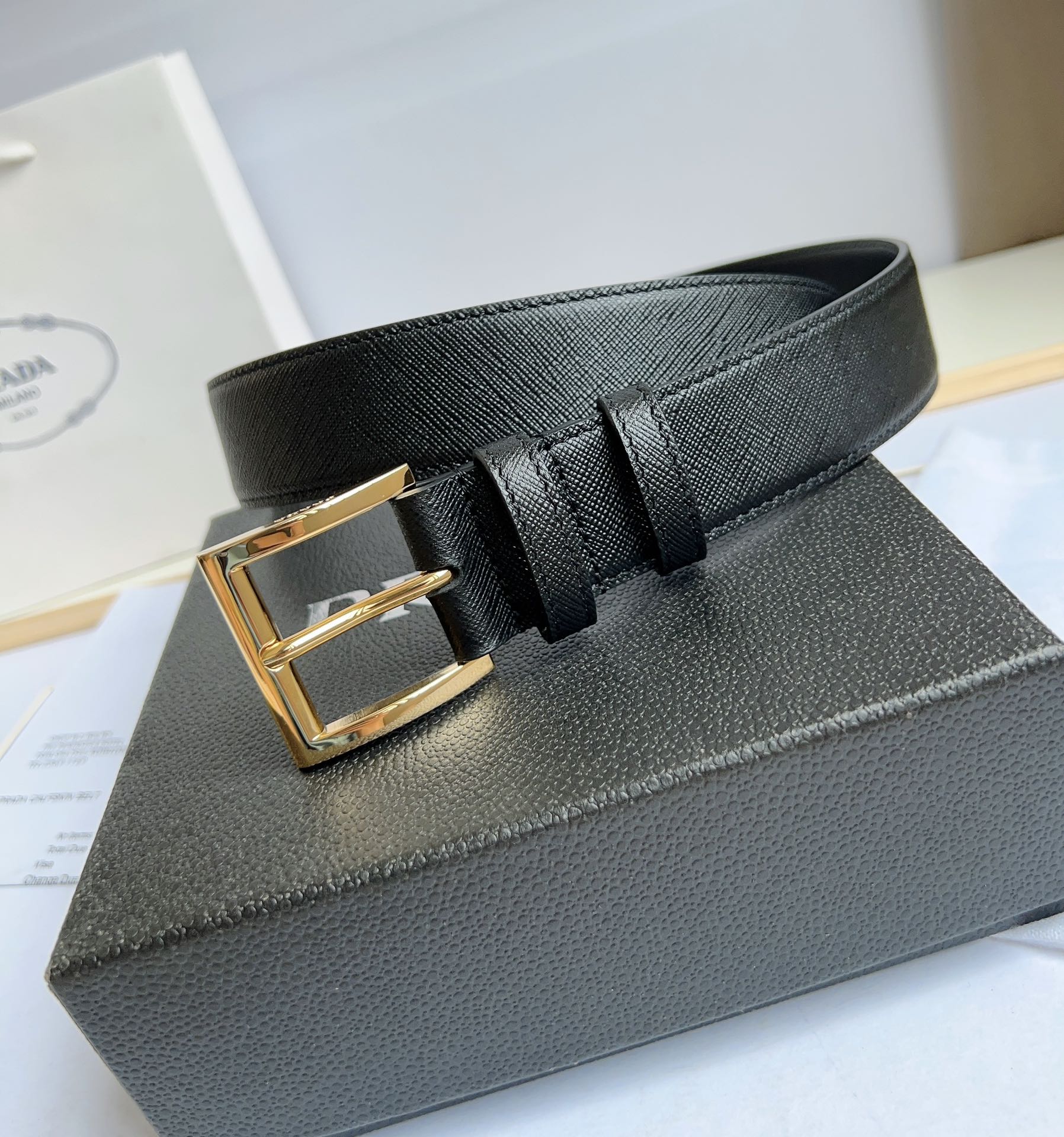 Prada Men/Women Belt Width 3.5cm