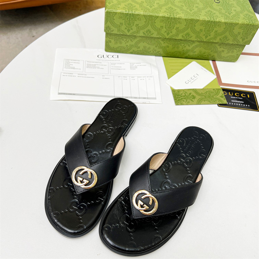 Gucci Interlocking G thong Sandal Slippers Size 36-41 5-Color