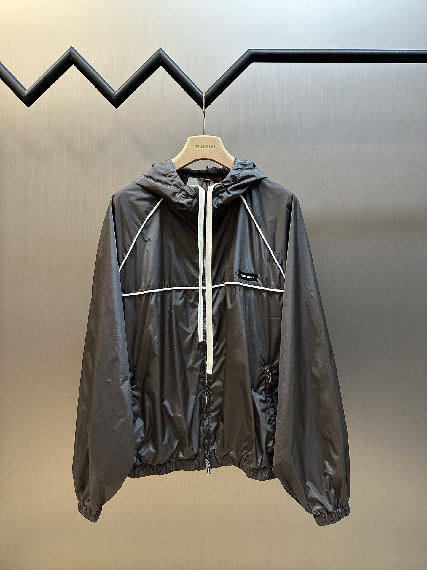 MiuMiu Nylon Zipper Hooded Jacket Size S-XL
