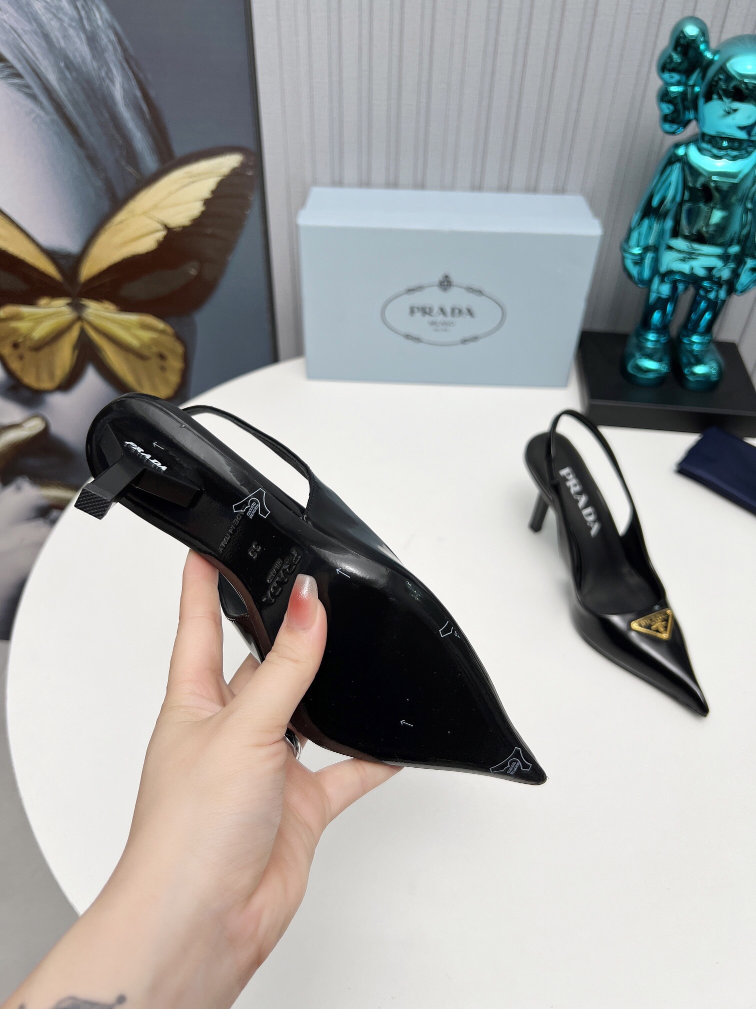 Prada Brushed Leather Slingback Pumps Size 35-41