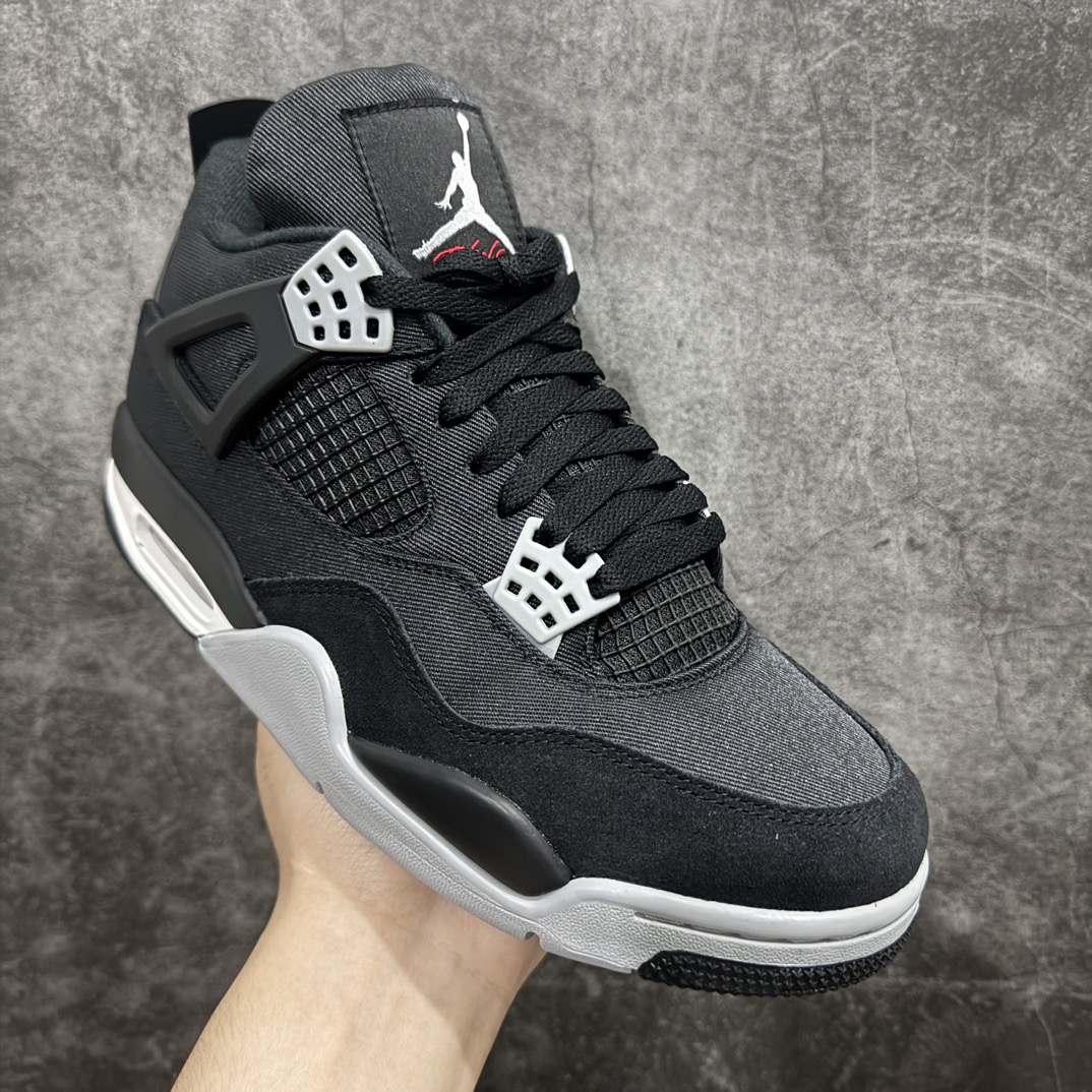 Nike Air Jordan 4 Retro Black Canvas Sneakers Shoes Gr. 36-46