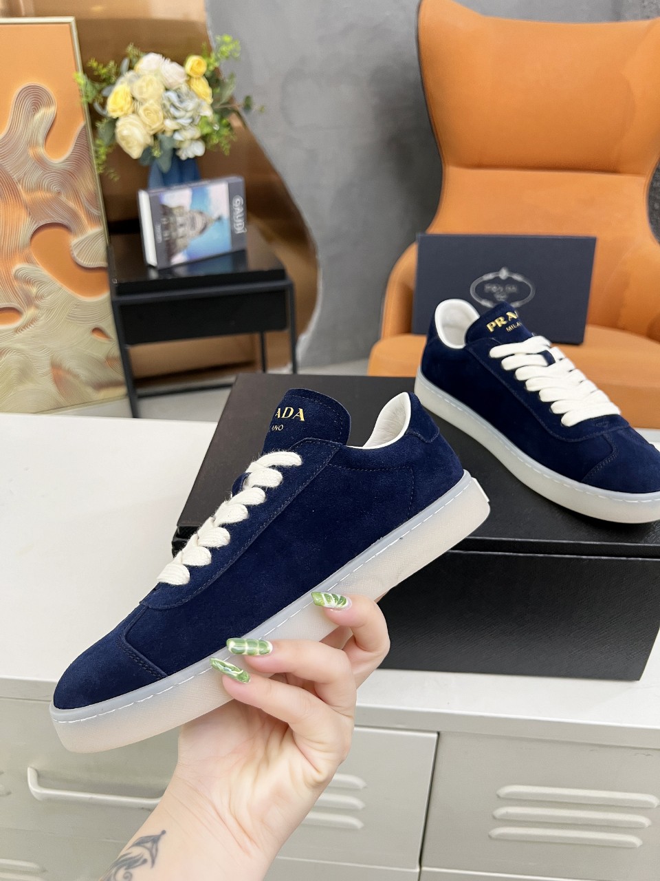 Prada Lane Deer Leather Sneakers Size 36-45