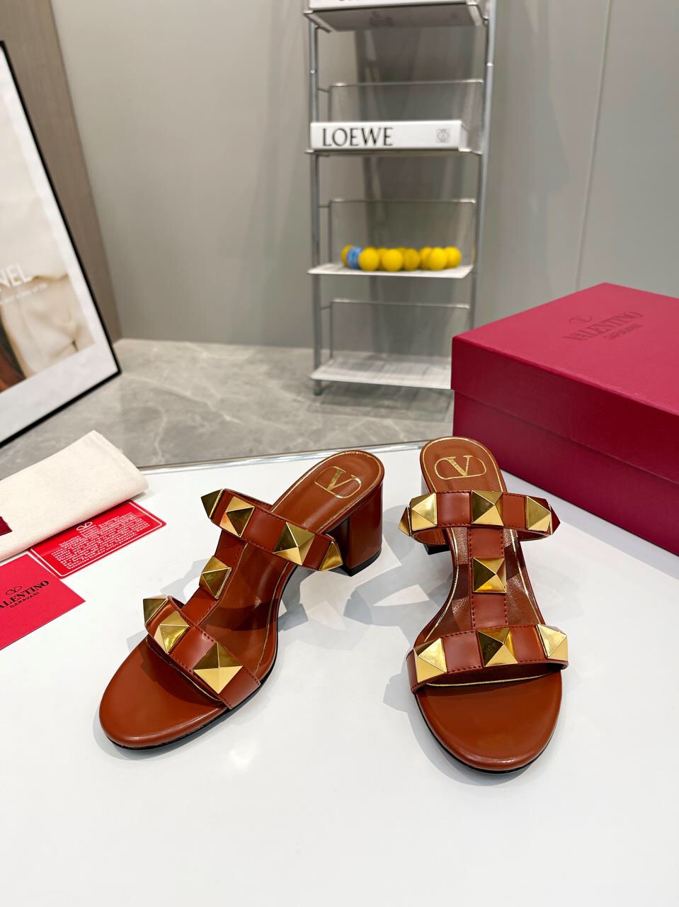 Valentino Roman Stud Metallic Nappa Slide Pumps Size 35-41 5-Color