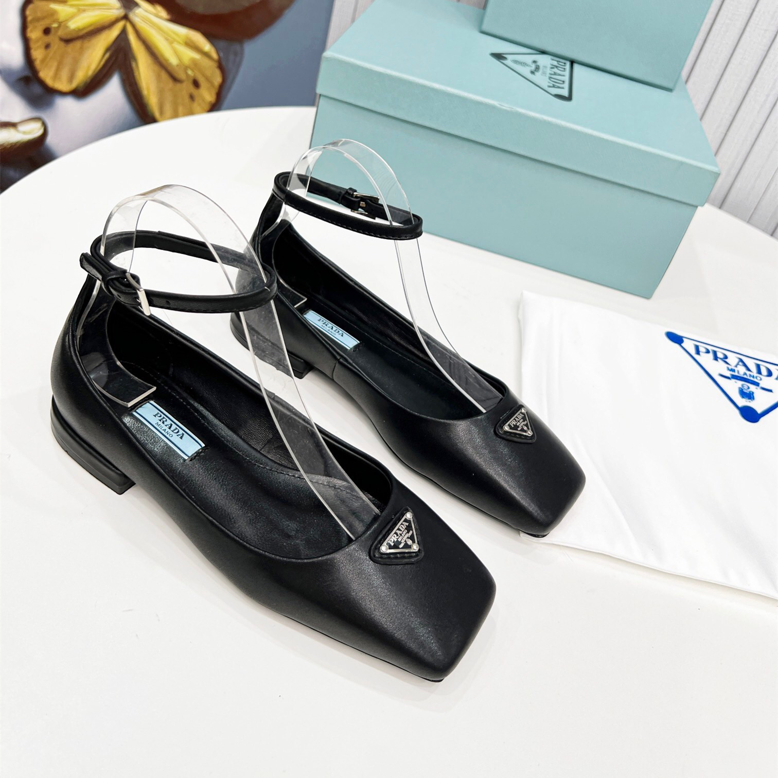 Prada Metallic Leather Ballerinas Pumps Size 35-41 3-Color