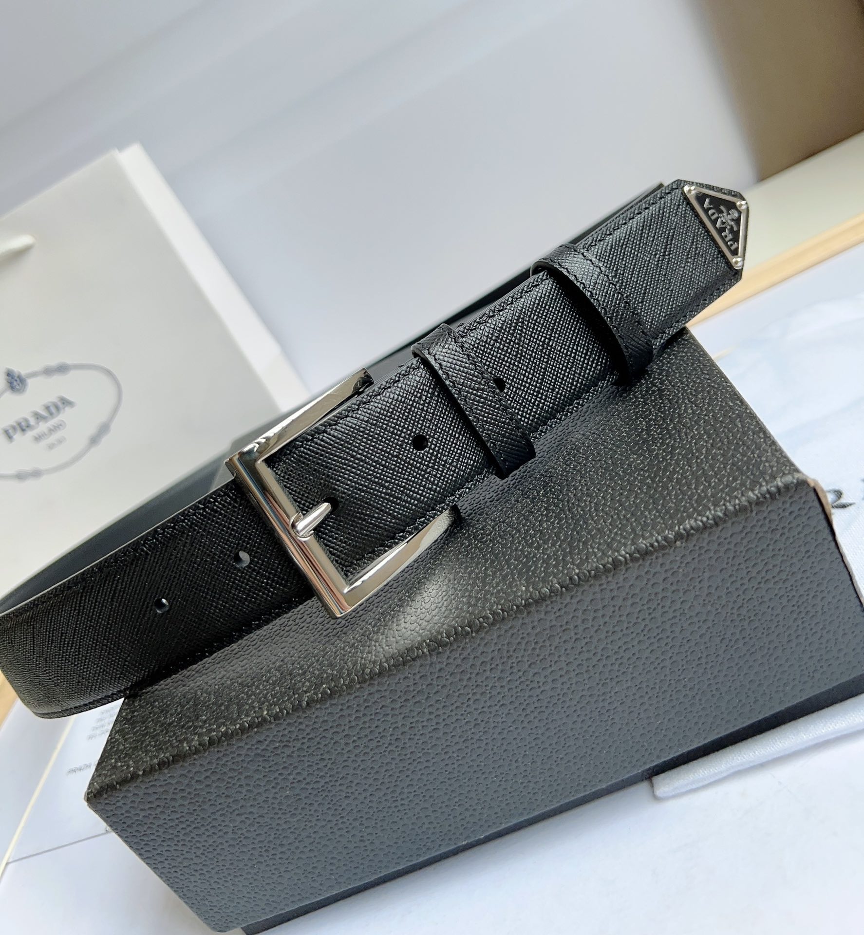Prada Men/Women Belt Width 3.5cm